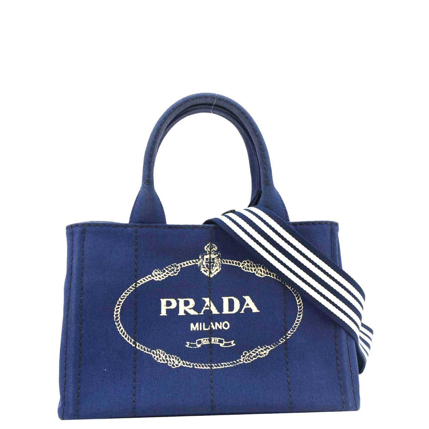 Prada Canapa Tote Bag Dark Denim Blue