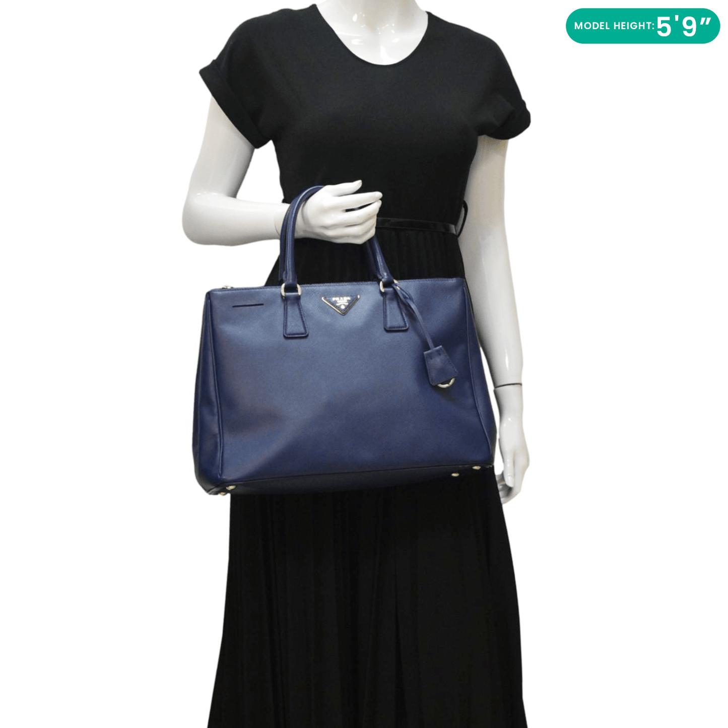 Galleria Double Zip Saffiano Tote Bag Leather Blue Bag Blue