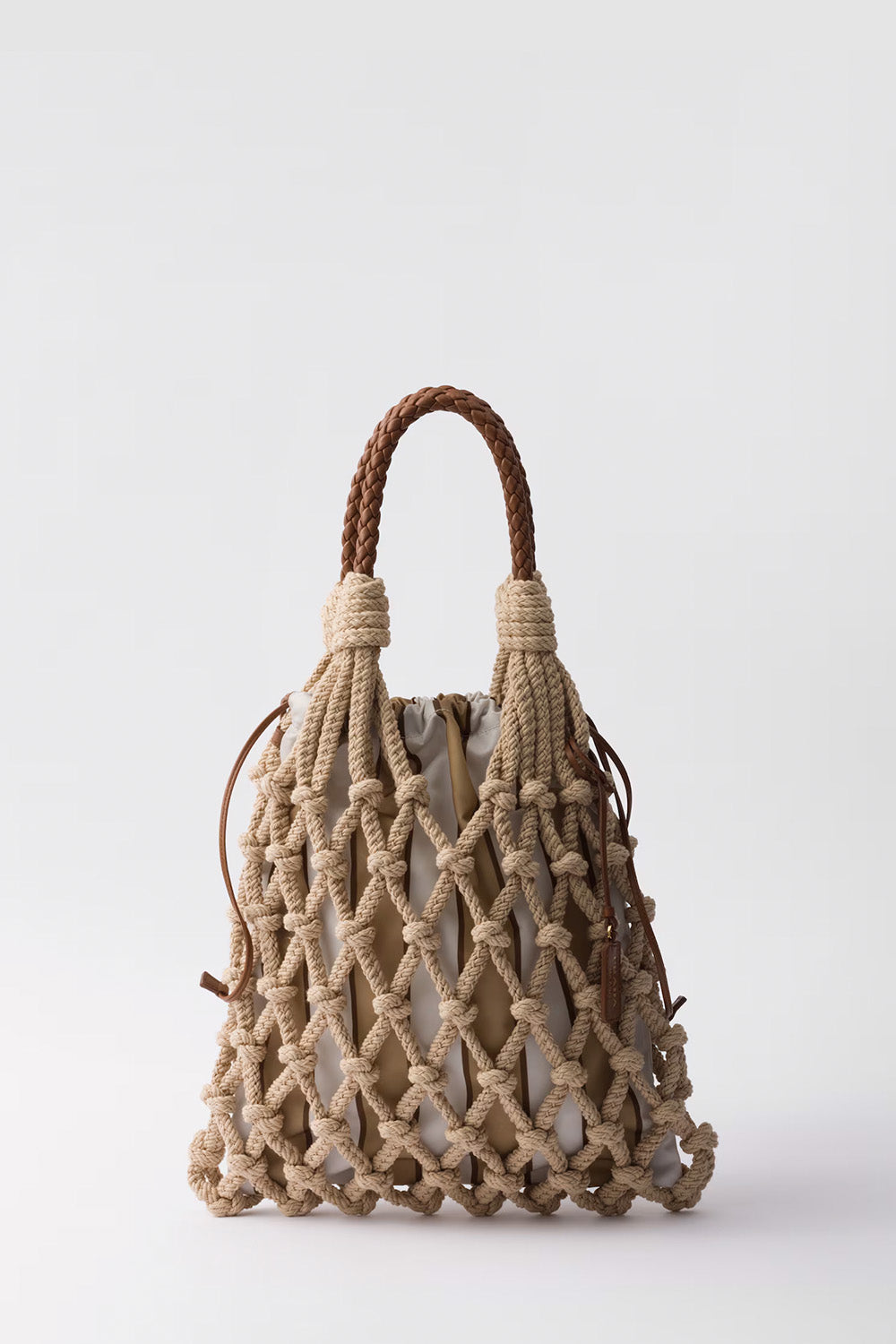 Prada Handbag Noué Cotton Macramé Bag Medium Shoulder Bag