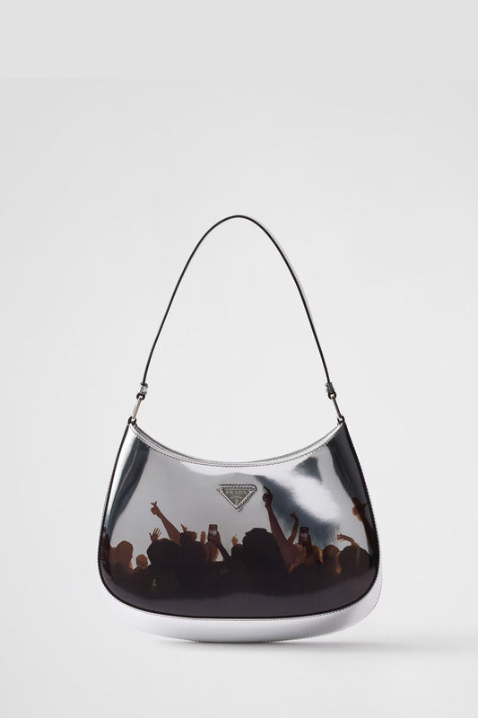 Prada Handbag Cleo Printed Brushed Shoulder Bag Leather