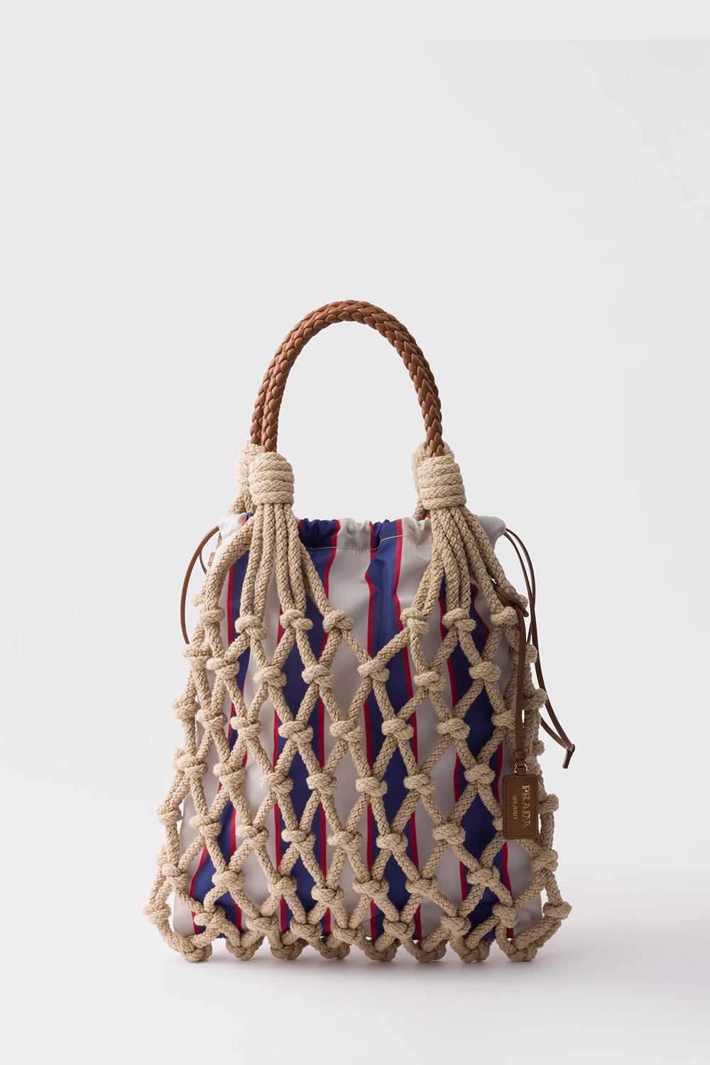 Prada Handbag Noué Cotton Macramé Bag Medium Shoulder Bag
