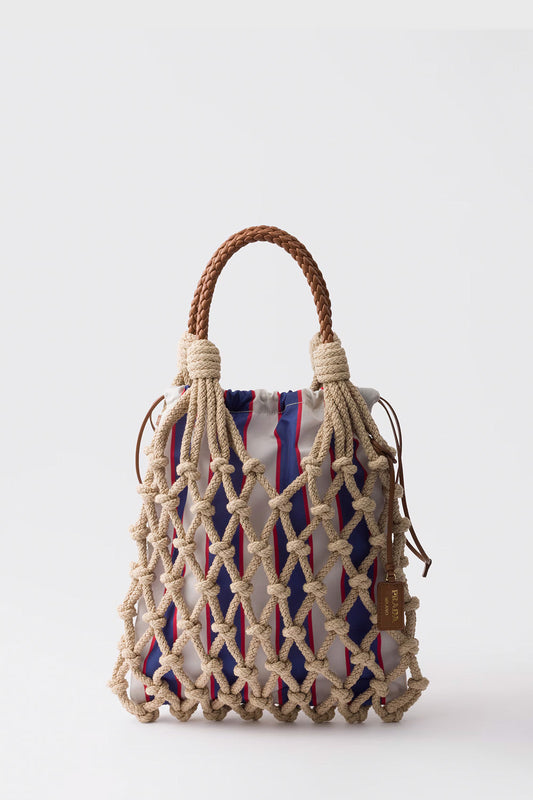 Prada Handbag Noué Cotton Macramé Bag Medium Shoulder Bag