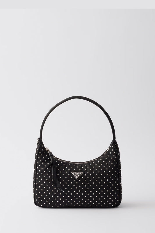 Prada Handbag Re-Edition Re- Bag With Studs Nylon Mini Shoulder Bag