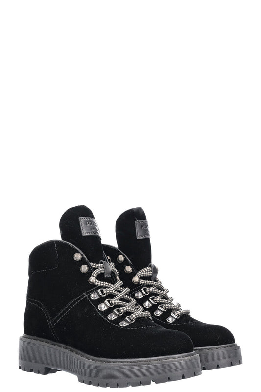 Prada Hiking Boots Velvet Black Shoes