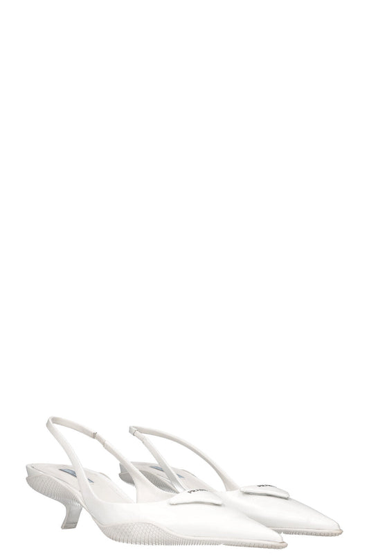 Prada Sling Bag Slingback Heels White Shoes