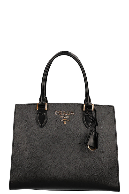 Prada Tote Bag Convertible Open Saffiano Black