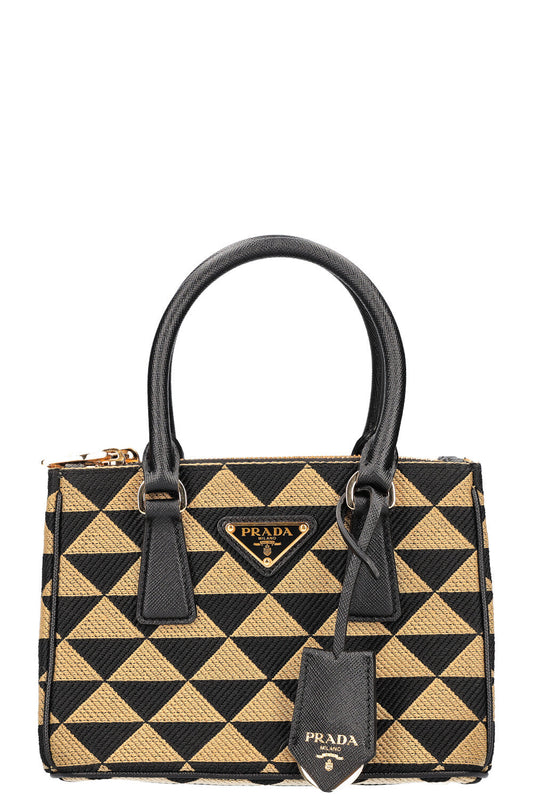Prada Galleria Bag Canvas Black Beige Mini Bag