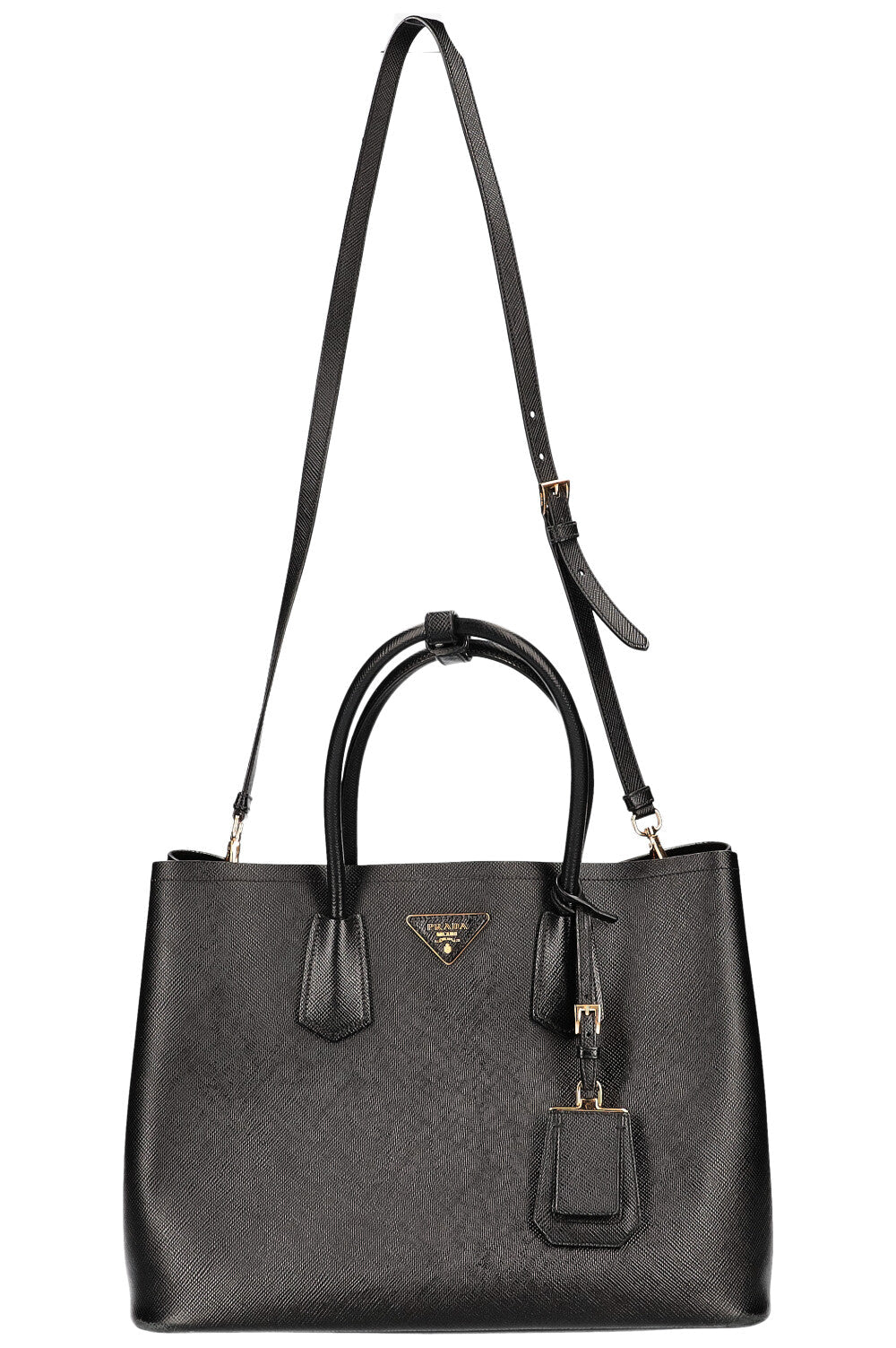 Prada Tote Bag Cuir Double Tote Black Crossbody Bag