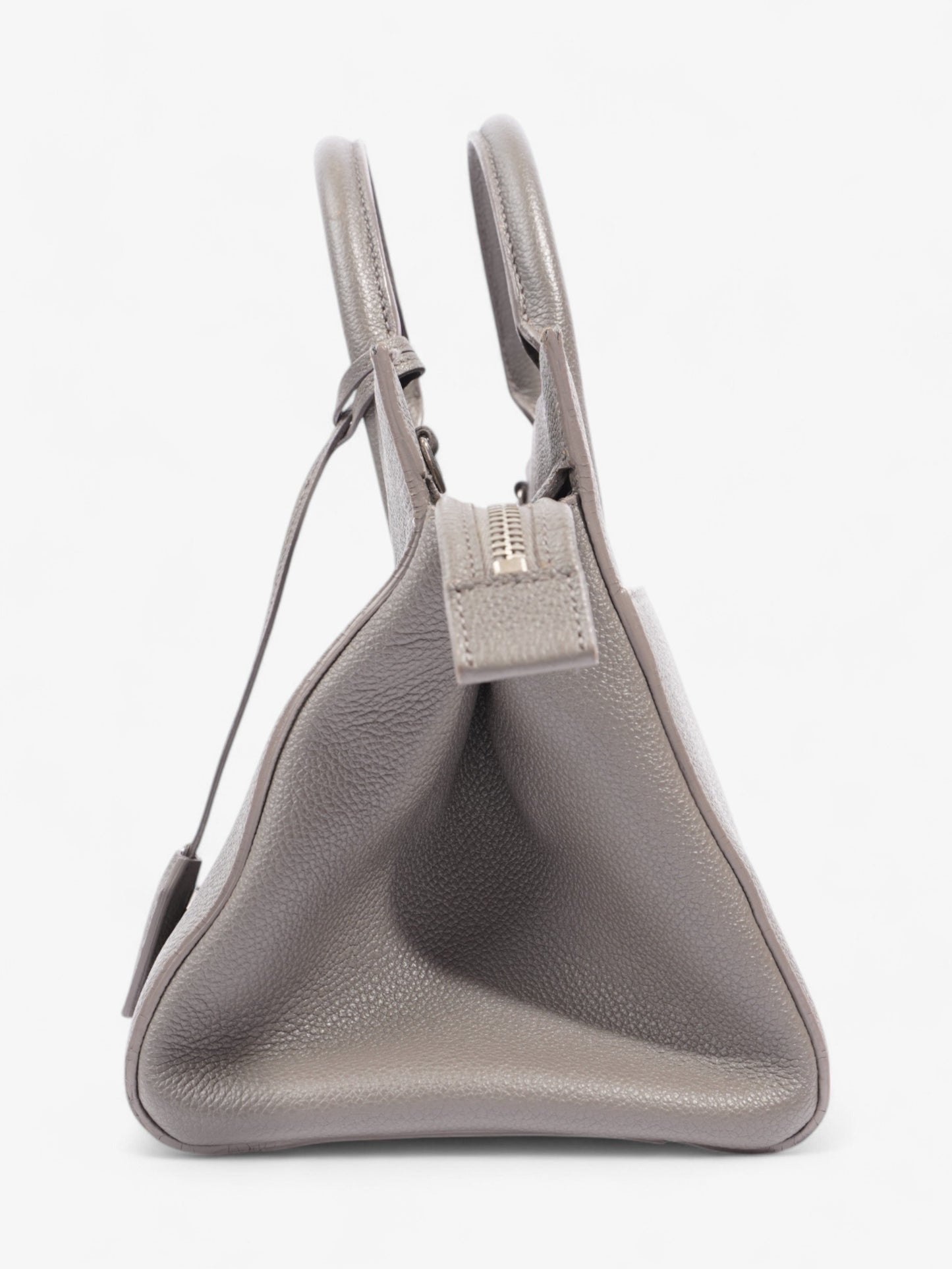 YSL Saint Laurent Rive Gauche Cabas Tote Grey Grained Leather Gray Crossbody Bag