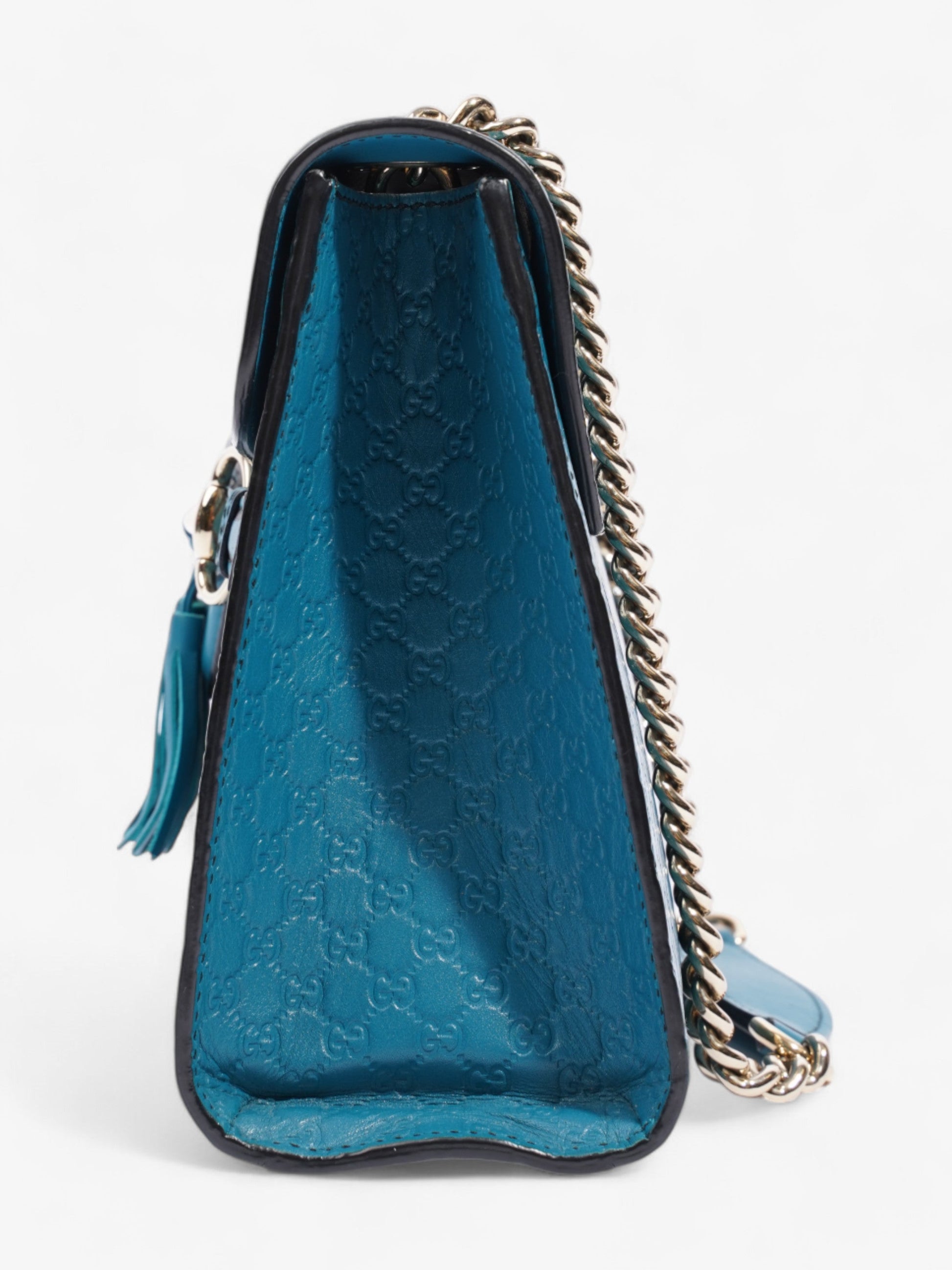Gucci Emily ssima Deep Cobalt Embossed Shoulder Bag Leather Medium