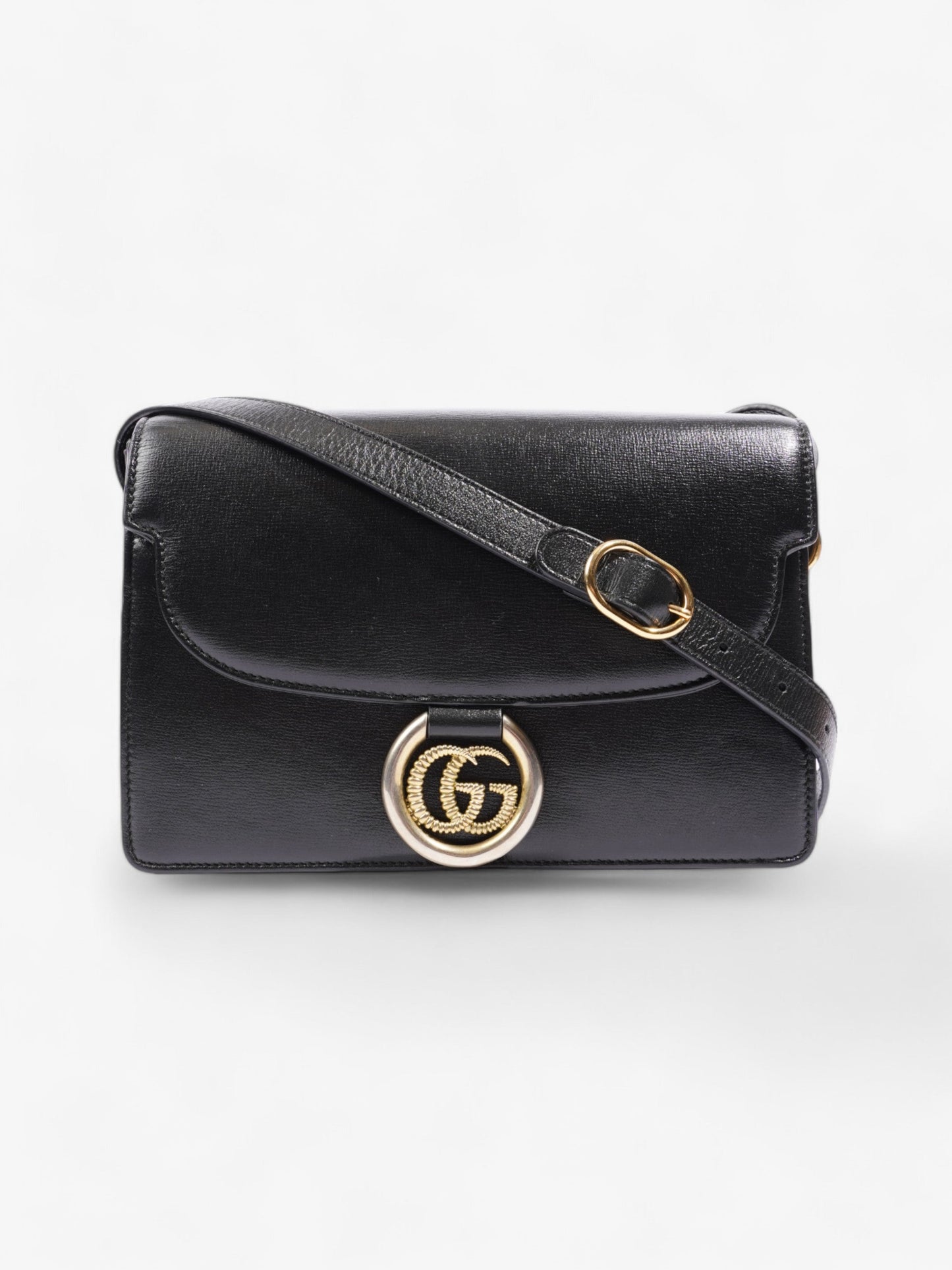 Gucci Torchon Ring Calfskin Crossbody Bag Leather Black Jewelry