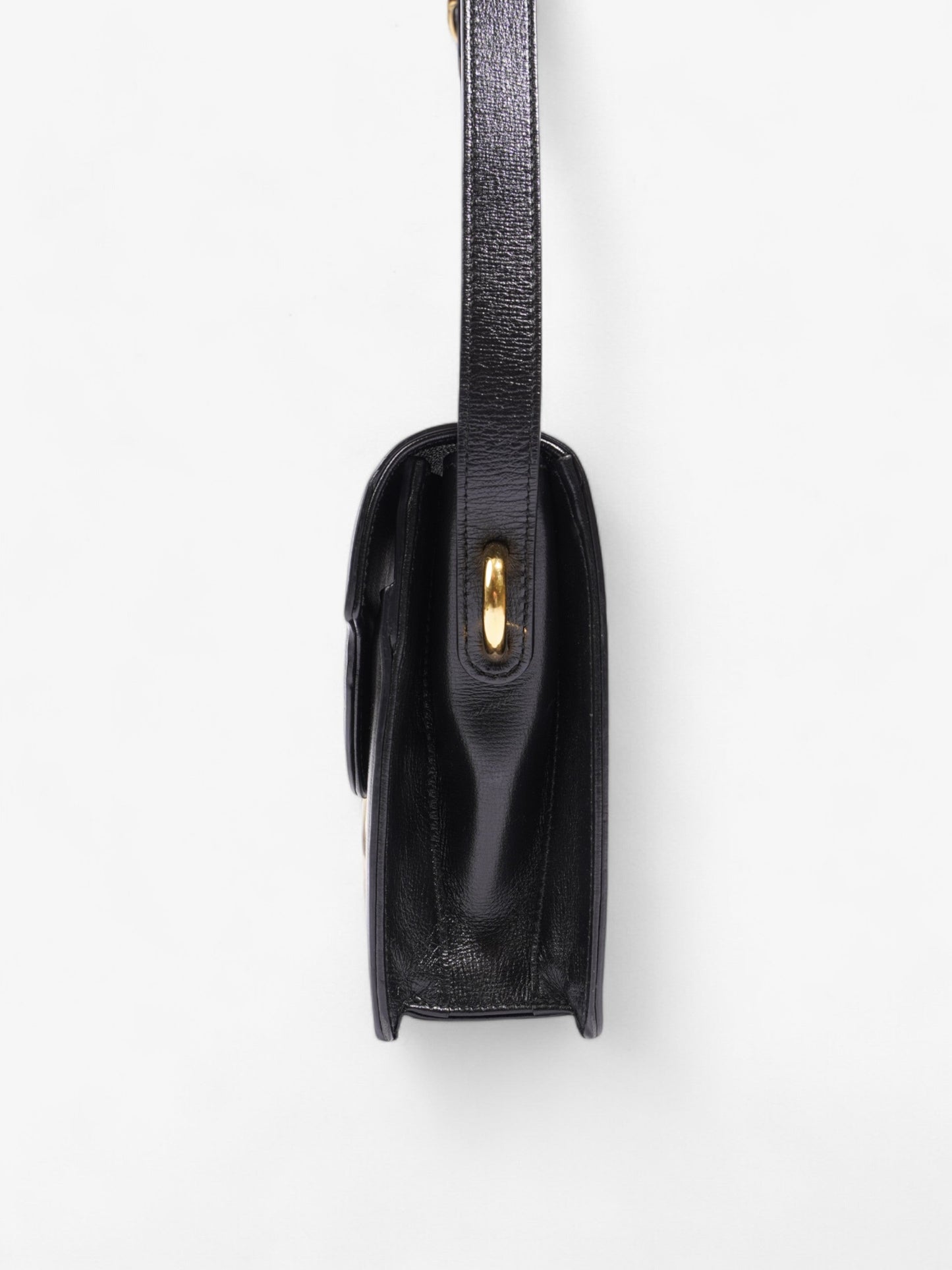 Gucci Torchon Ring Calfskin Crossbody Bag Leather Black Jewelry