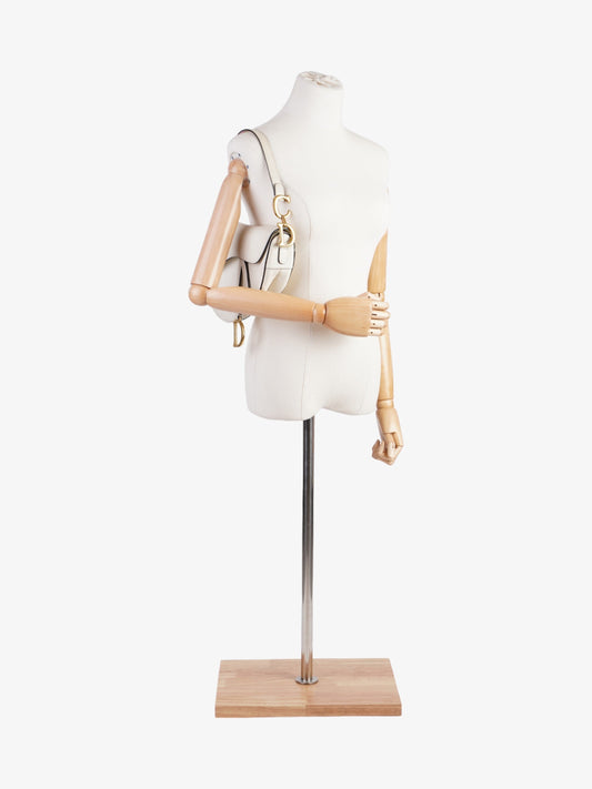 Dior Christian Saddle Shoulder Bag Leather Cream