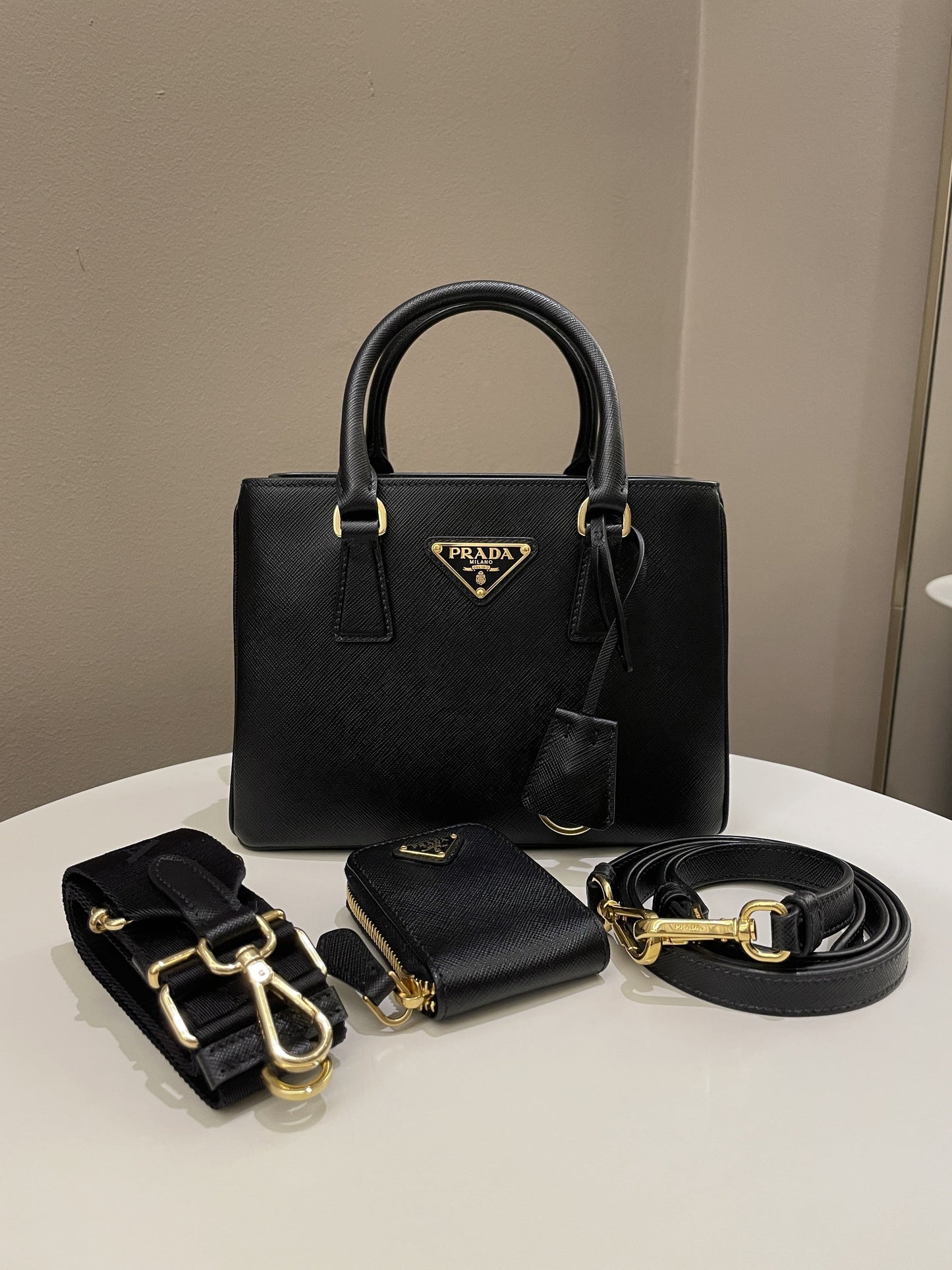 Prada Re Edition Galleria Tote Leather Saffiano Black Tote Bag