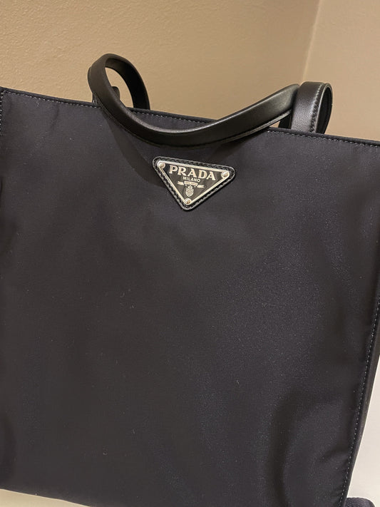 Prada Padded Two Way Shopper Tote Nylon Black Tote Bag