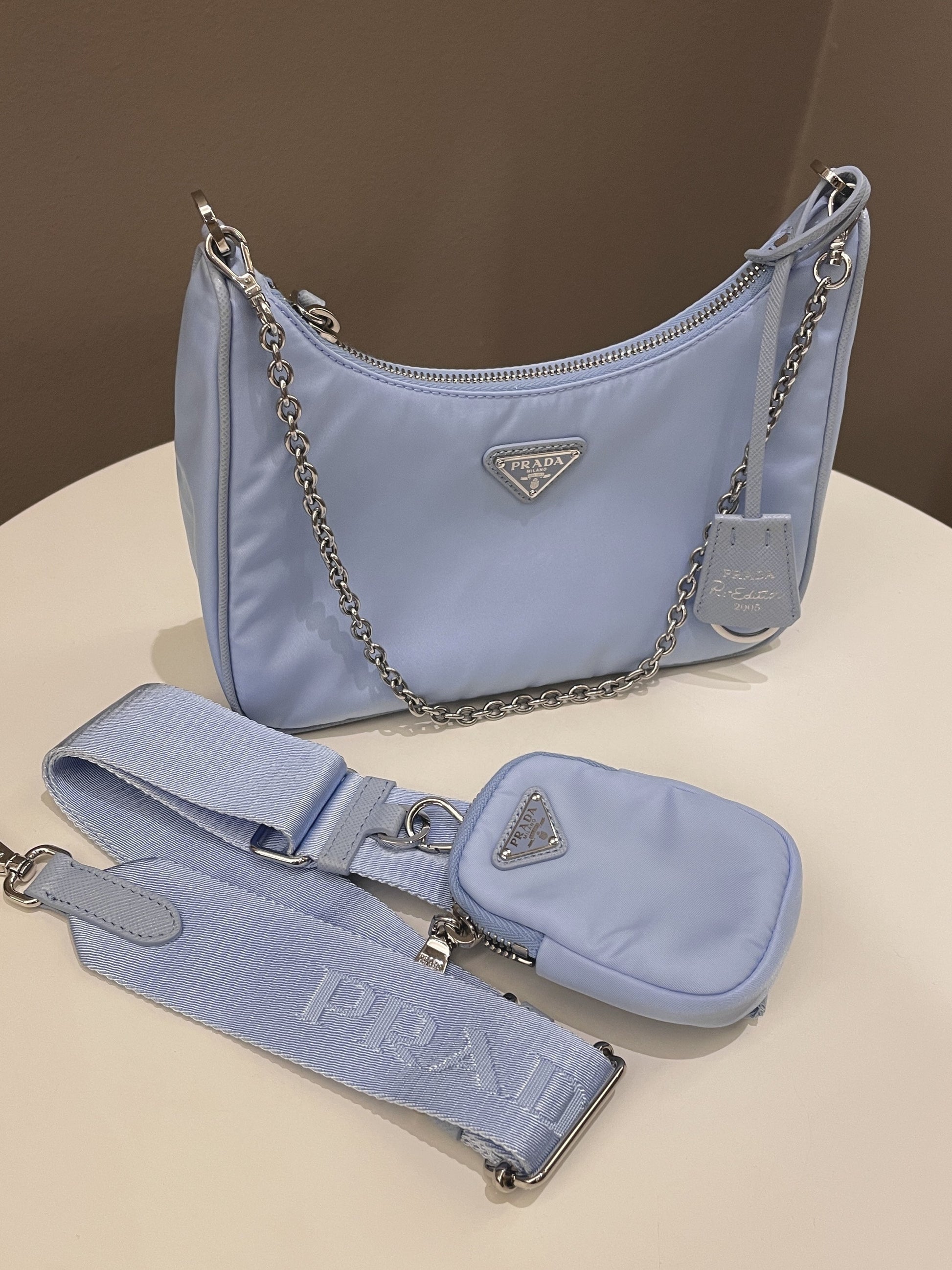 Prada Re Edition Bag Sky Nylon Blue Travel Bag