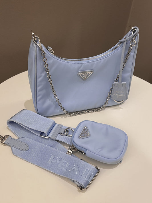 Prada Re Edition Bag Sky Nylon Blue Travel Bag