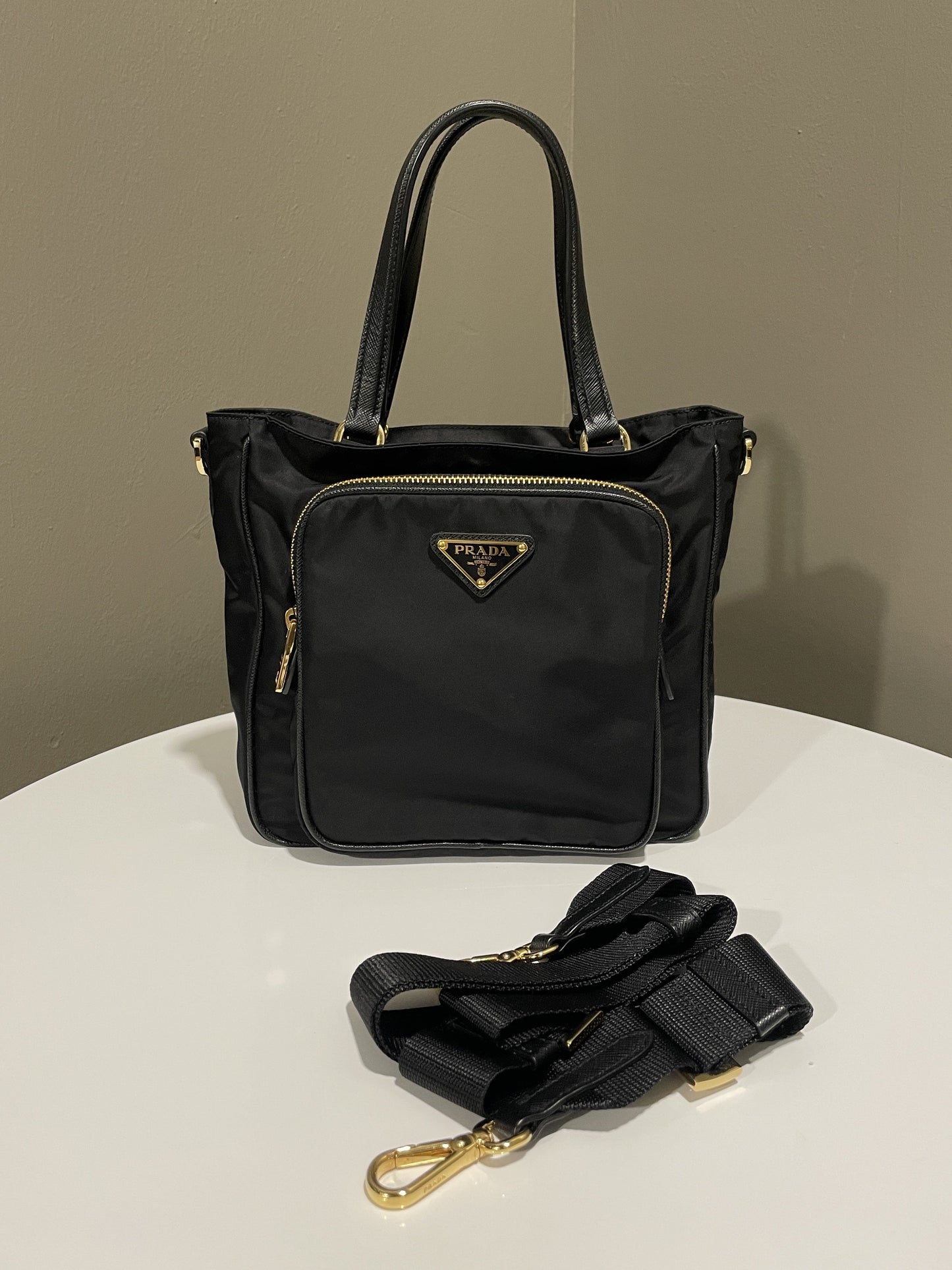Prada Tessuto Shopping Tote Nylon Black Tote Bag