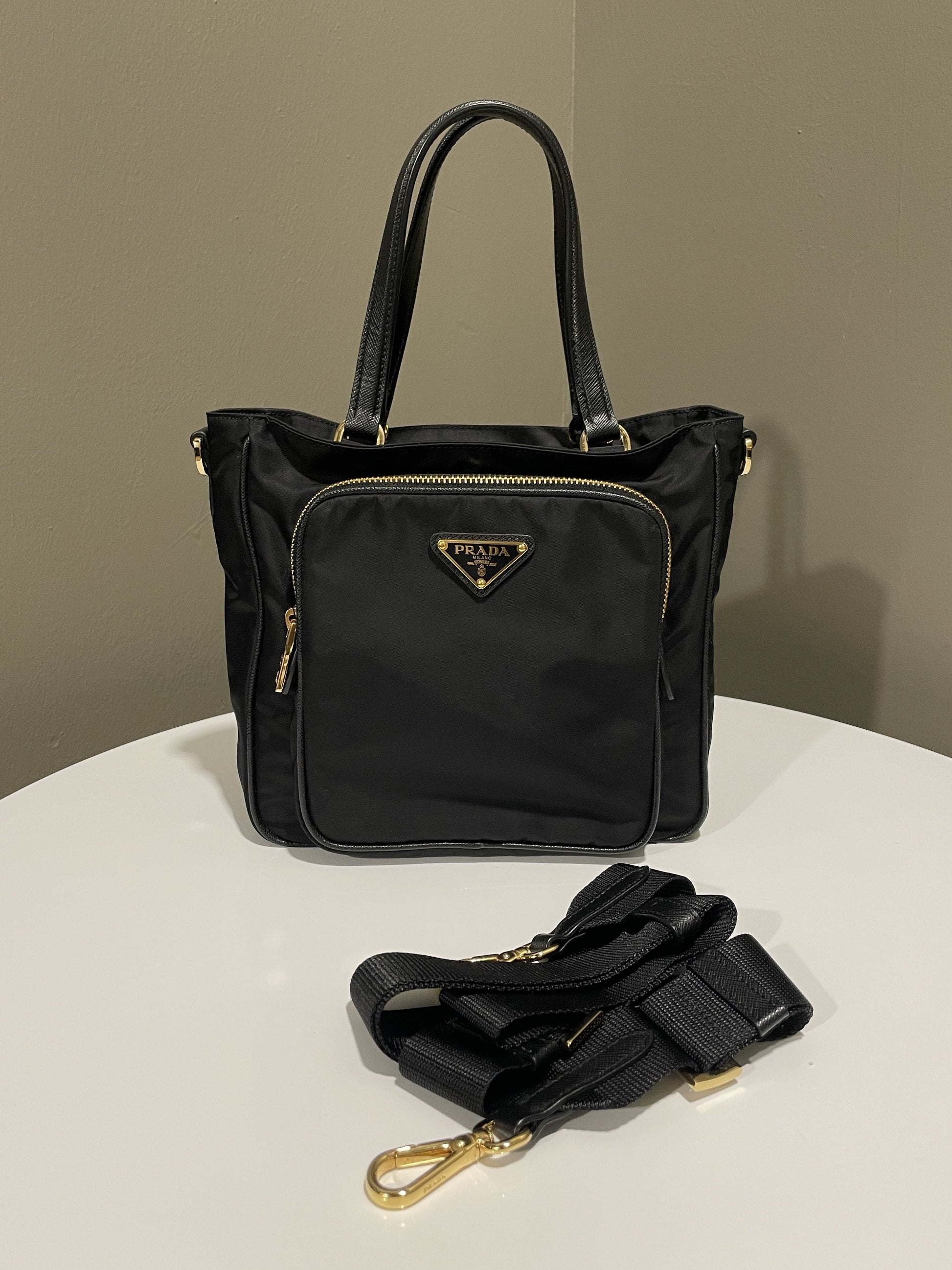 Prada Tessuto Shopping Tote Nylon Black Tote Bag
