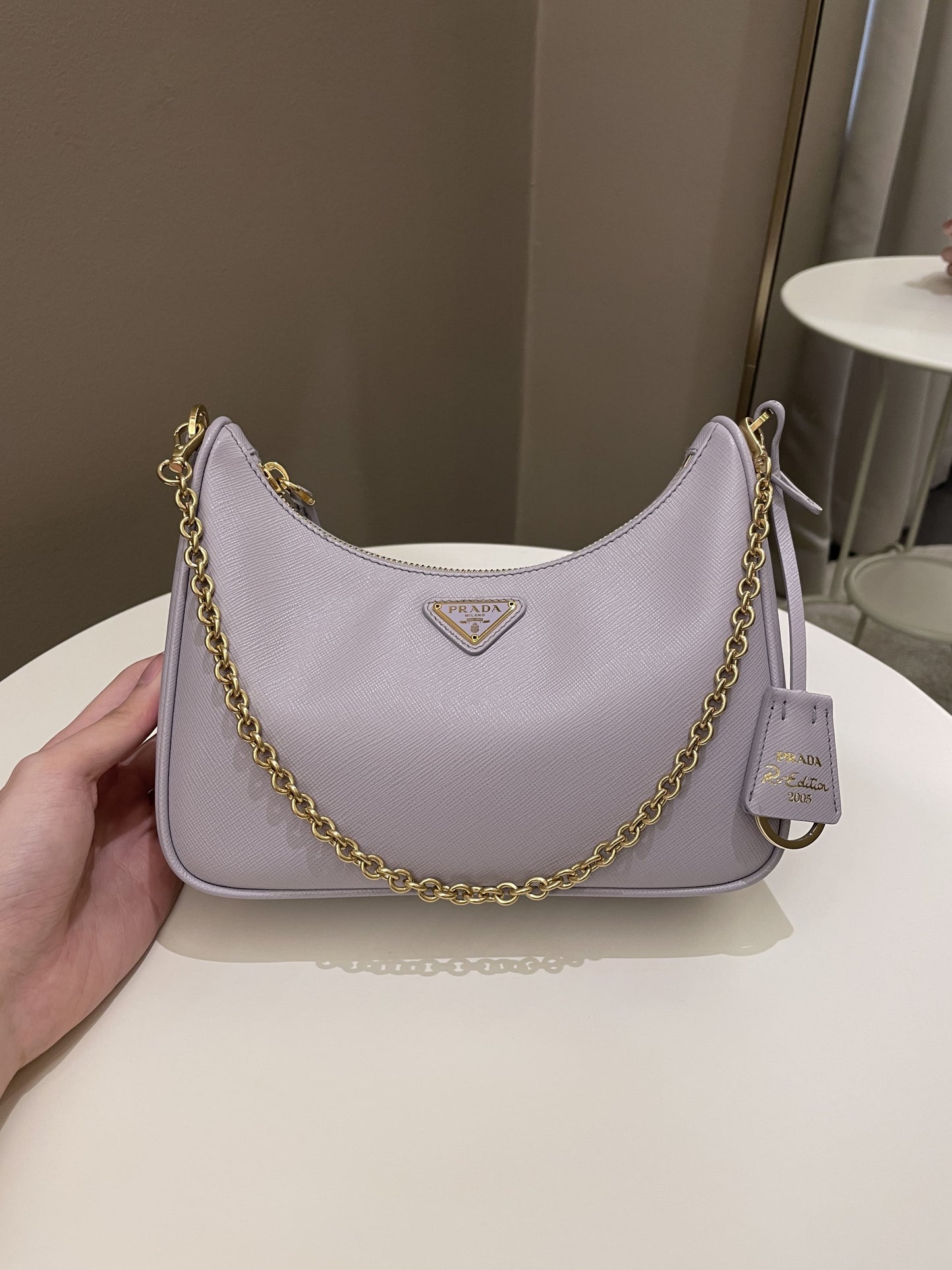 Prada Re Edition Bag Lilac Leather Saffiano Travel Bag