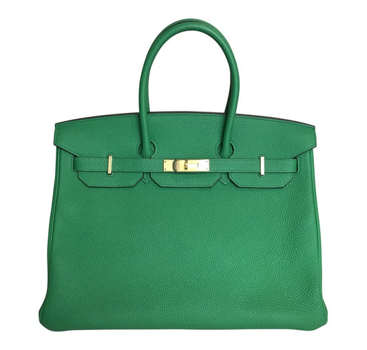 Hermes Luxury Birkin Bamboo Togo Ghw Bag Green Travel Bag