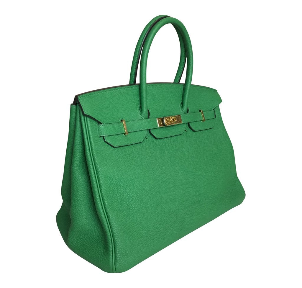 Hermes Birkin Bamboo Togo Ghw Bag Green Travel Bag