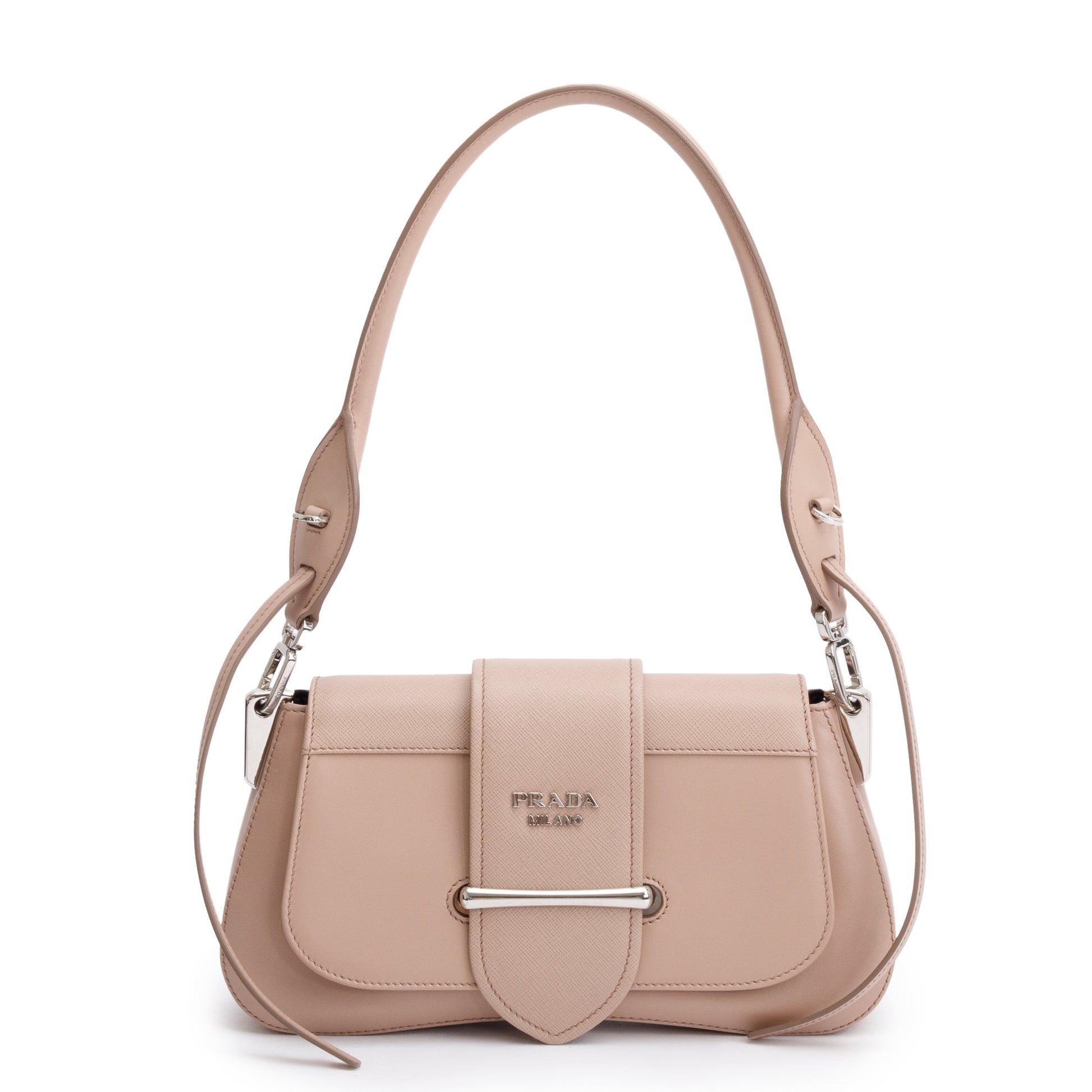 Prada City Calf Saffiano Sidonie Shoulder Bag Beige
