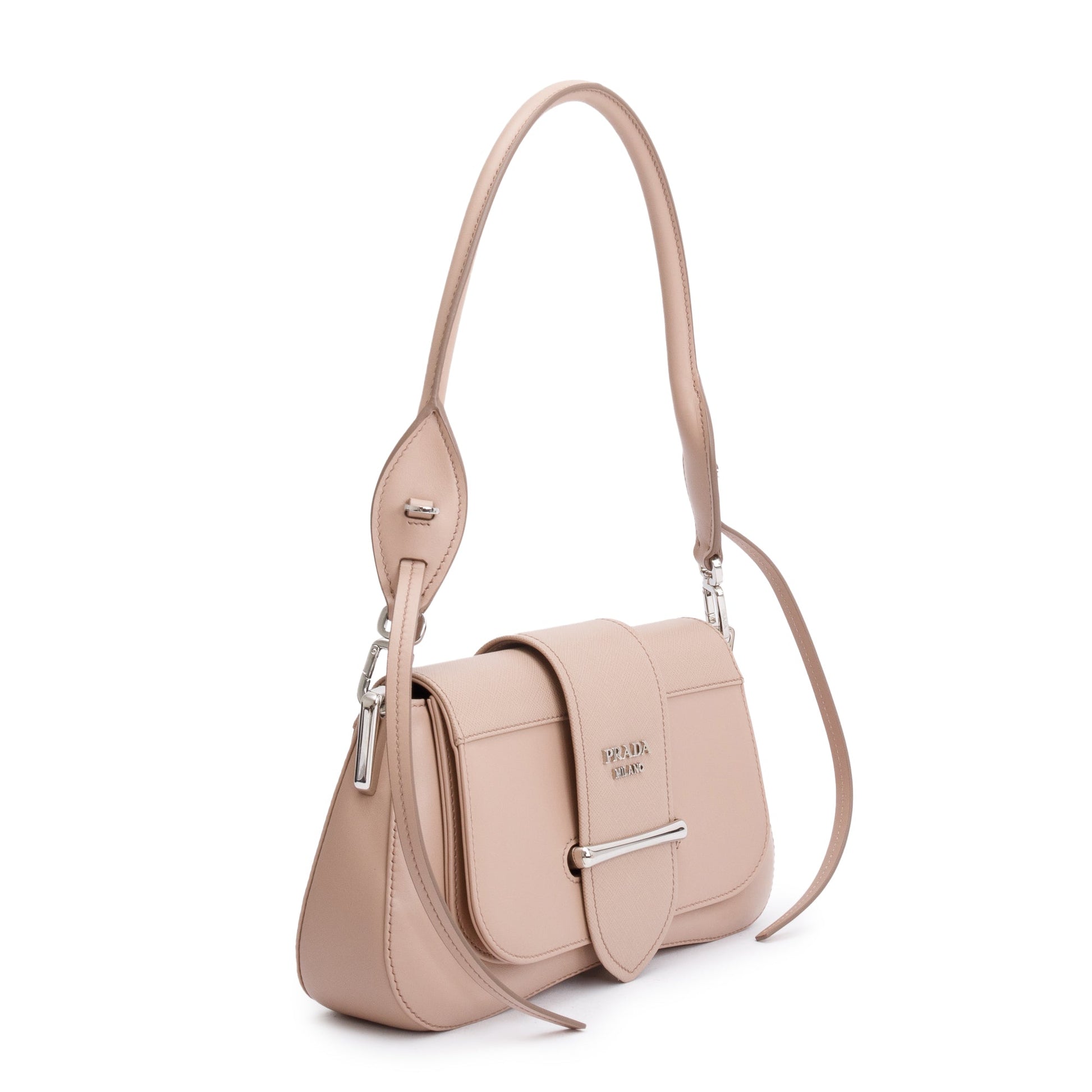 Prada City Calf Saffiano Sidonie Shoulder Bag Beige