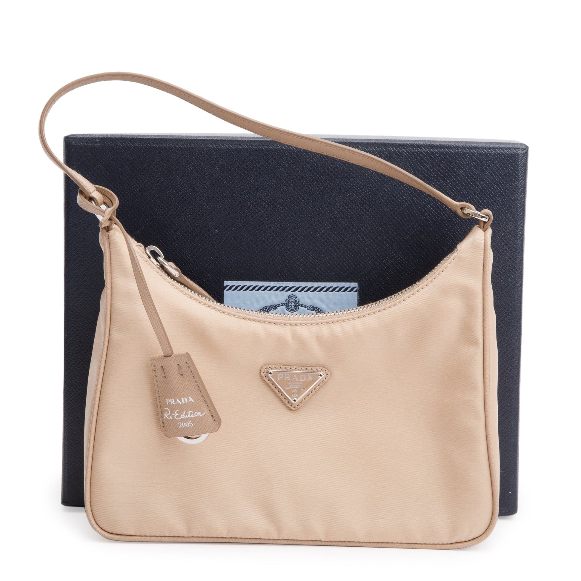 Prada Re Edition Re And Saffiano Bag Nylon Beige Travel Bag