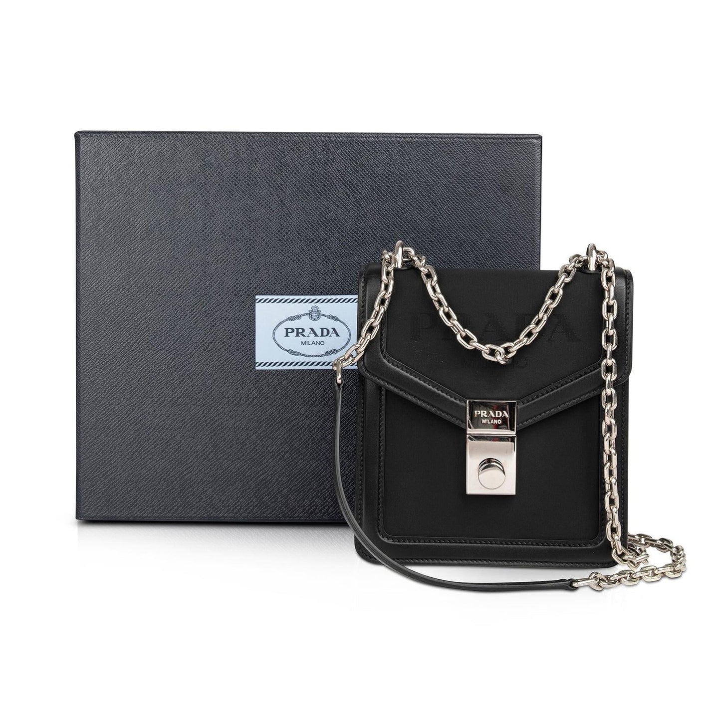 Prada Tessuto Lock Shoulder Bag Chain Flap