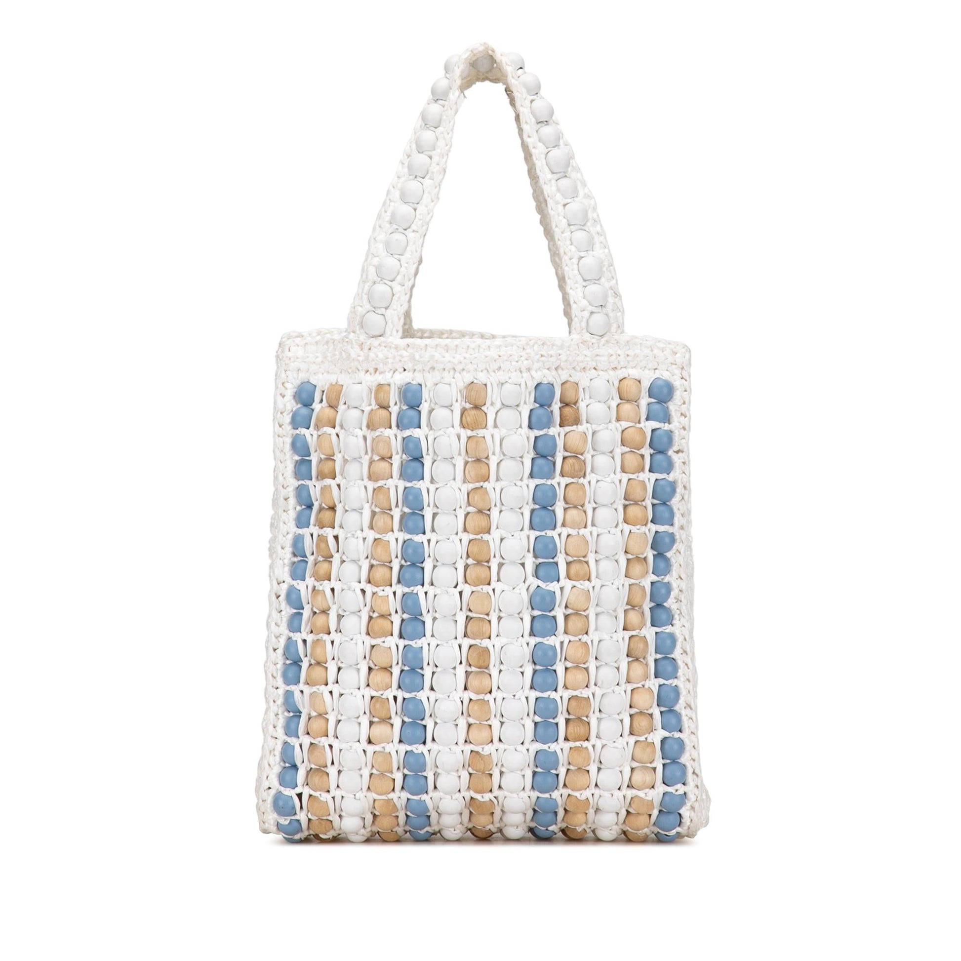 Prada Beaded Tote Shg Dzcs8E Raffia Logo Tote Bag
