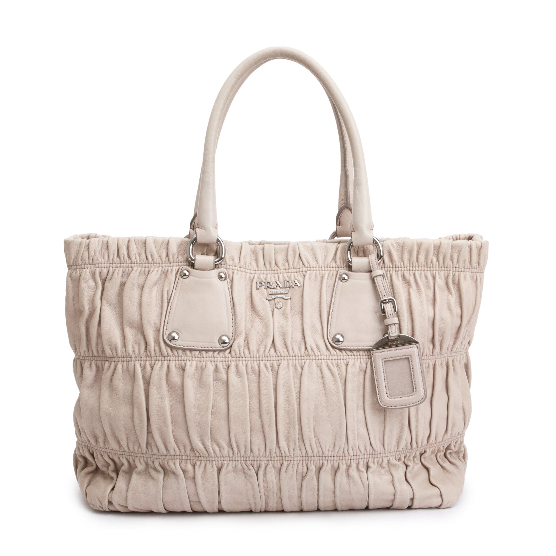 Prada Nappa Gaufre Tote Handbag Beige Tote Bag