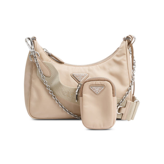 Prada Re Edition Re Shoulder Bag Nylon Beige Authenticity Card 58816