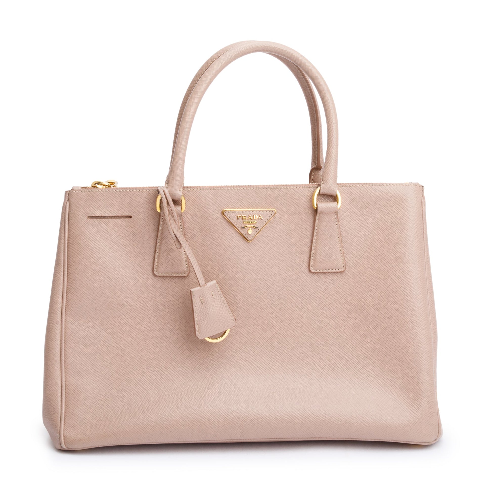 Prada Lux Double Galleria Tote Saffiano Beige Medium Tote Bag