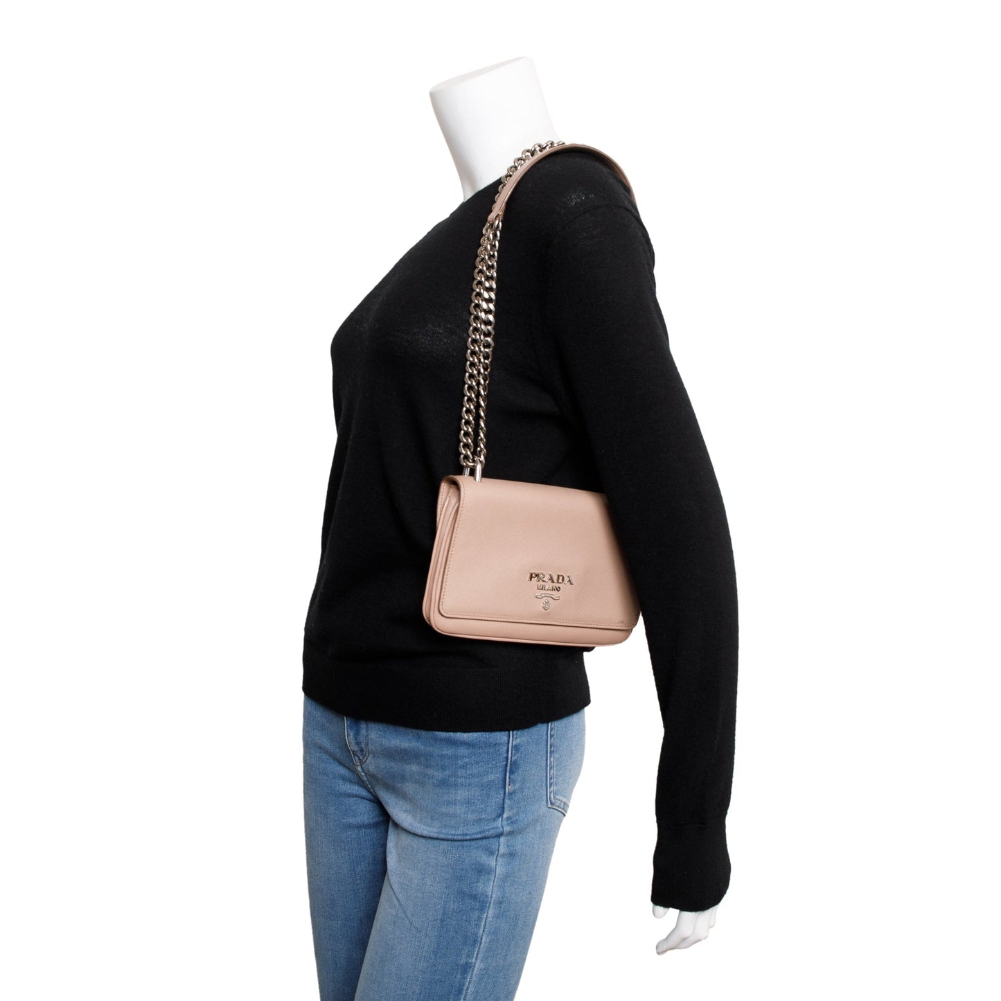 Prada Saffiano Soft Calf Crossbody Bag Leather Beige