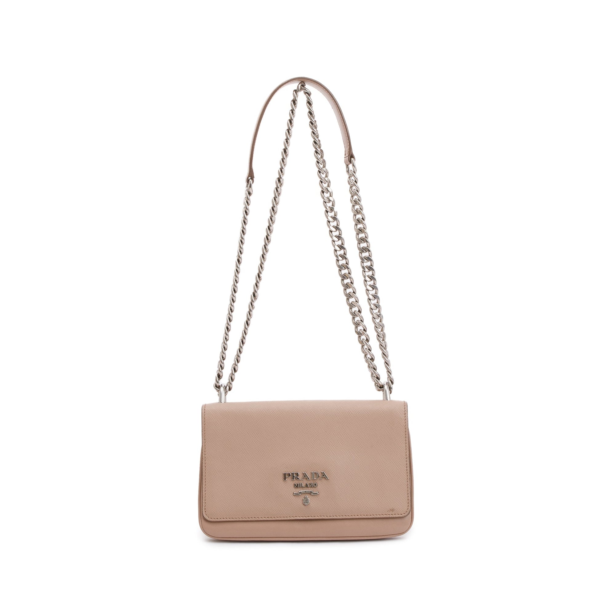 Prada Saffiano Soft Calf Crossbody Bag Leather Beige