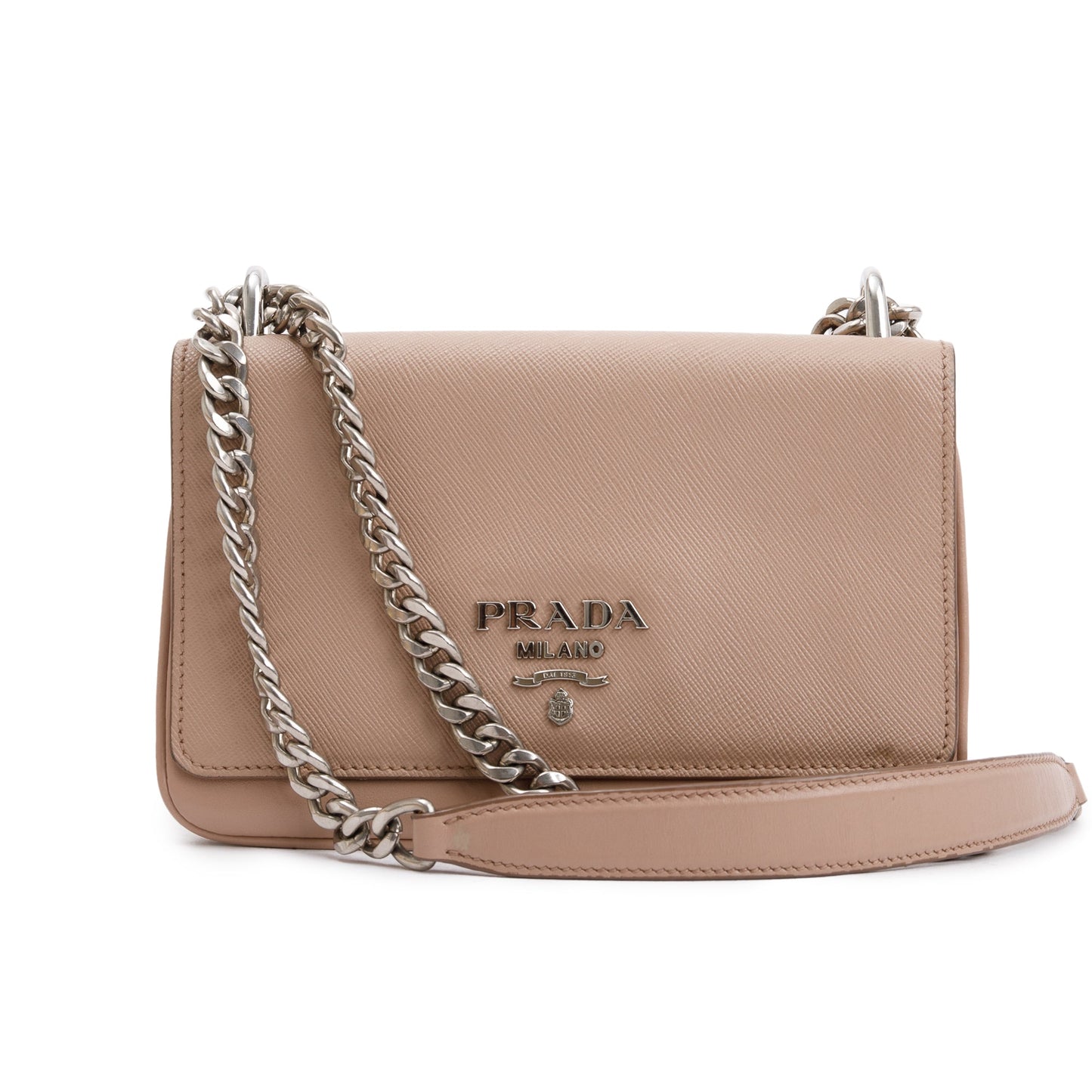 Prada Saffiano Soft Calf Crossbody Bag Leather Beige