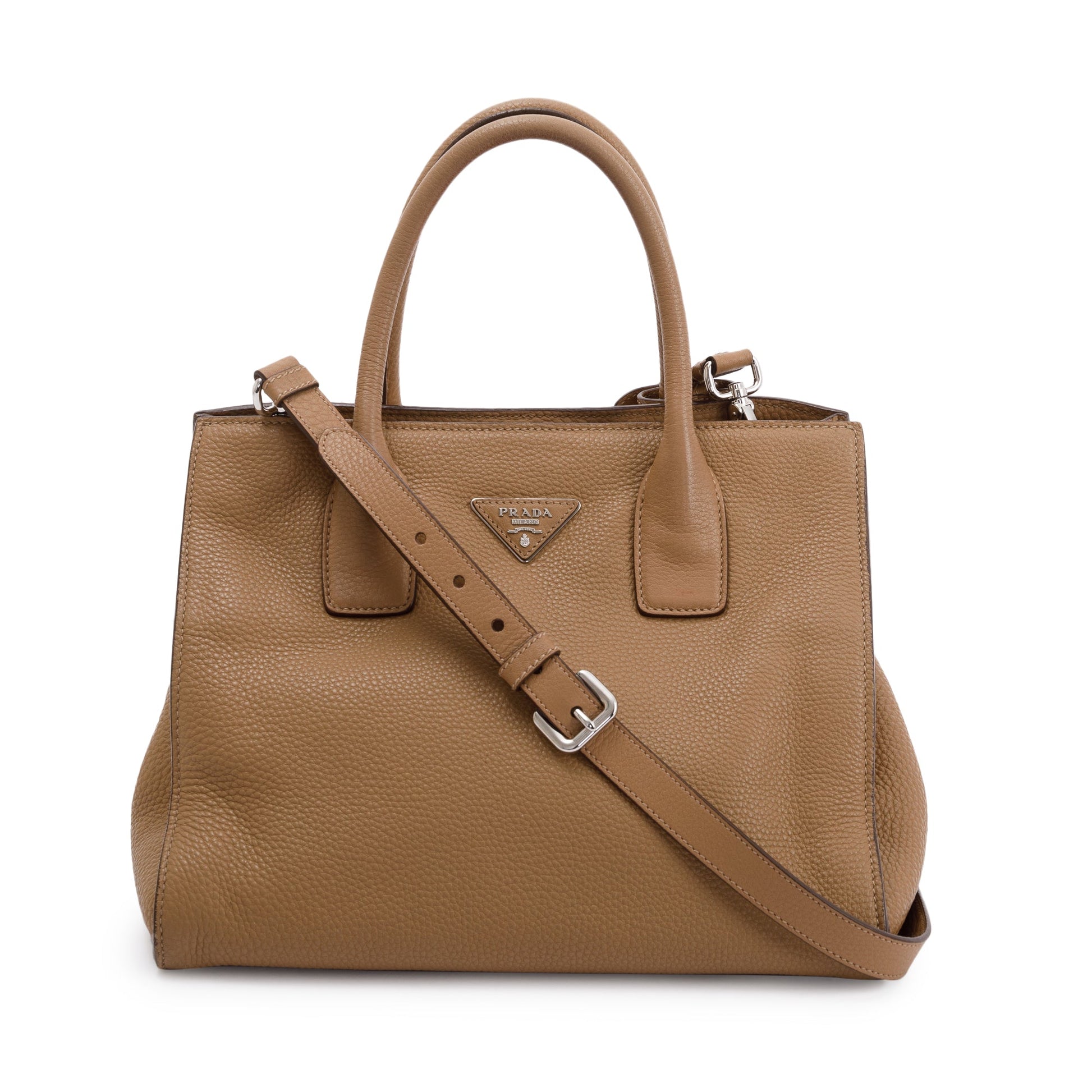 Prada Vitello Daino Convertible Tote Handbag Beige Tote Bag