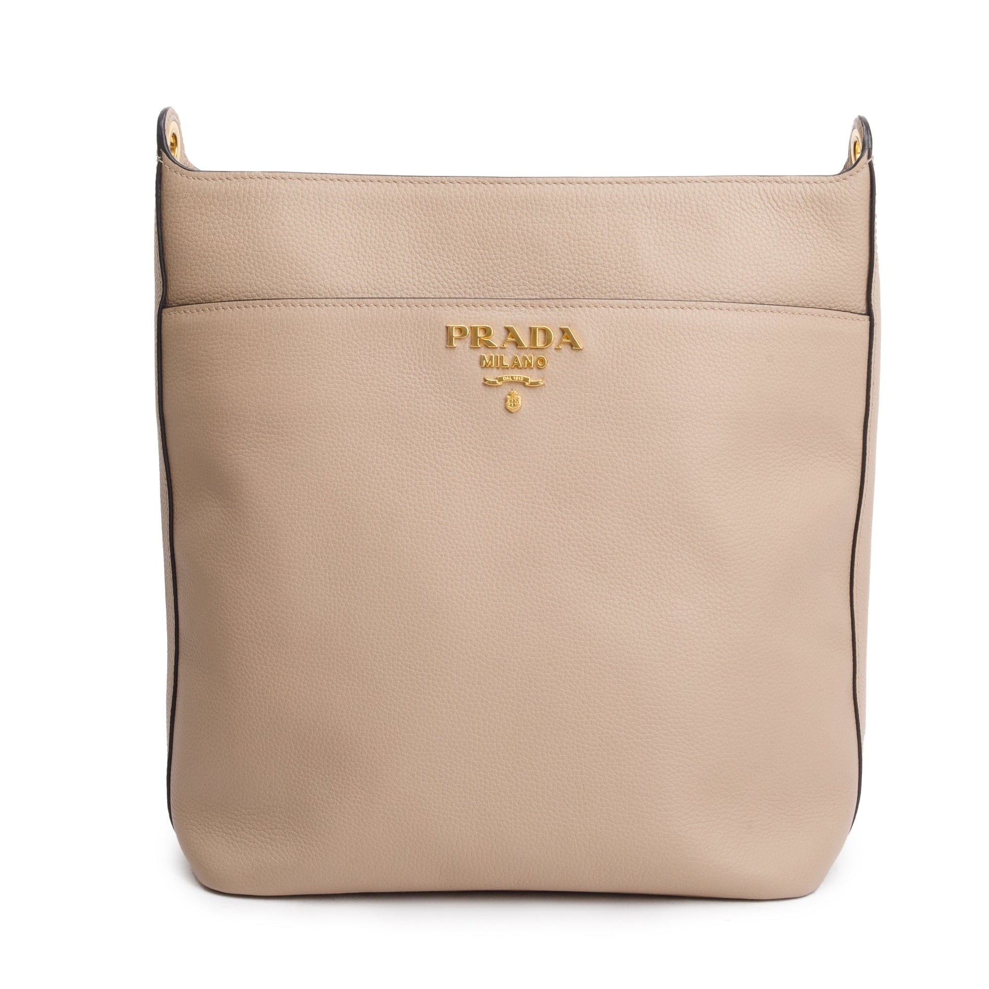 Prada Vitello Daino Hobo Messenger Bag Beige Travel Bag