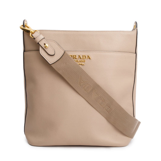 Prada Daino Hobo Messenger Bag Vitello Beige Hobo Bag