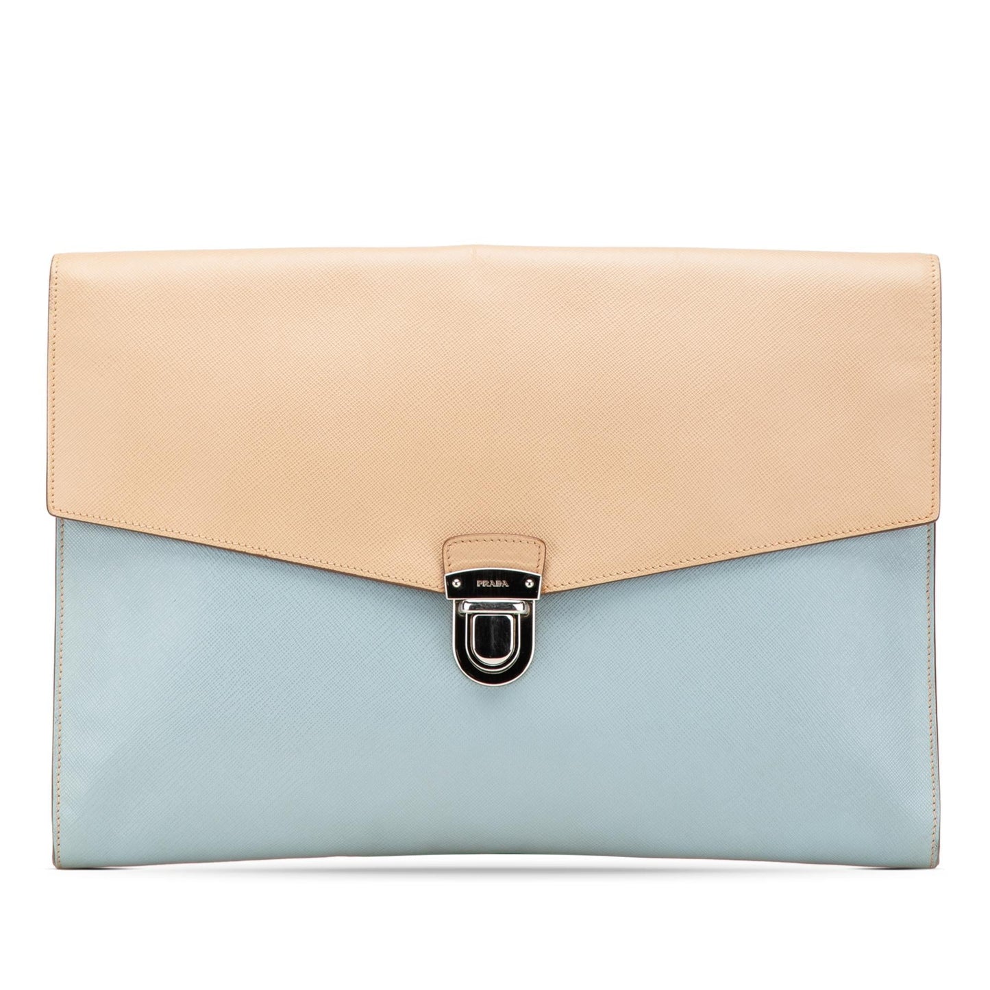 Prada Bicolor Envelope Pushlock Clutch Saffiano Clutch Bag