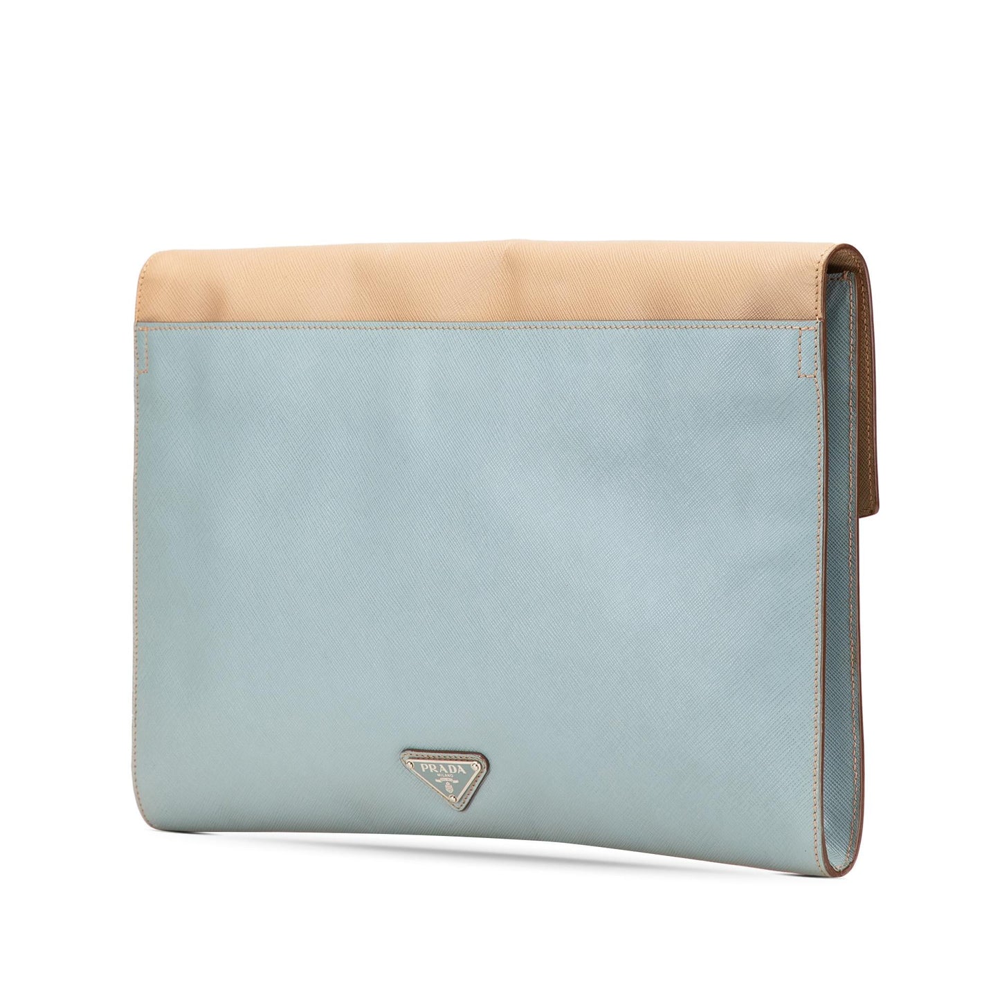 Prada Bicolor Envelope Pushlock Clutch Saffiano Clutch Bag