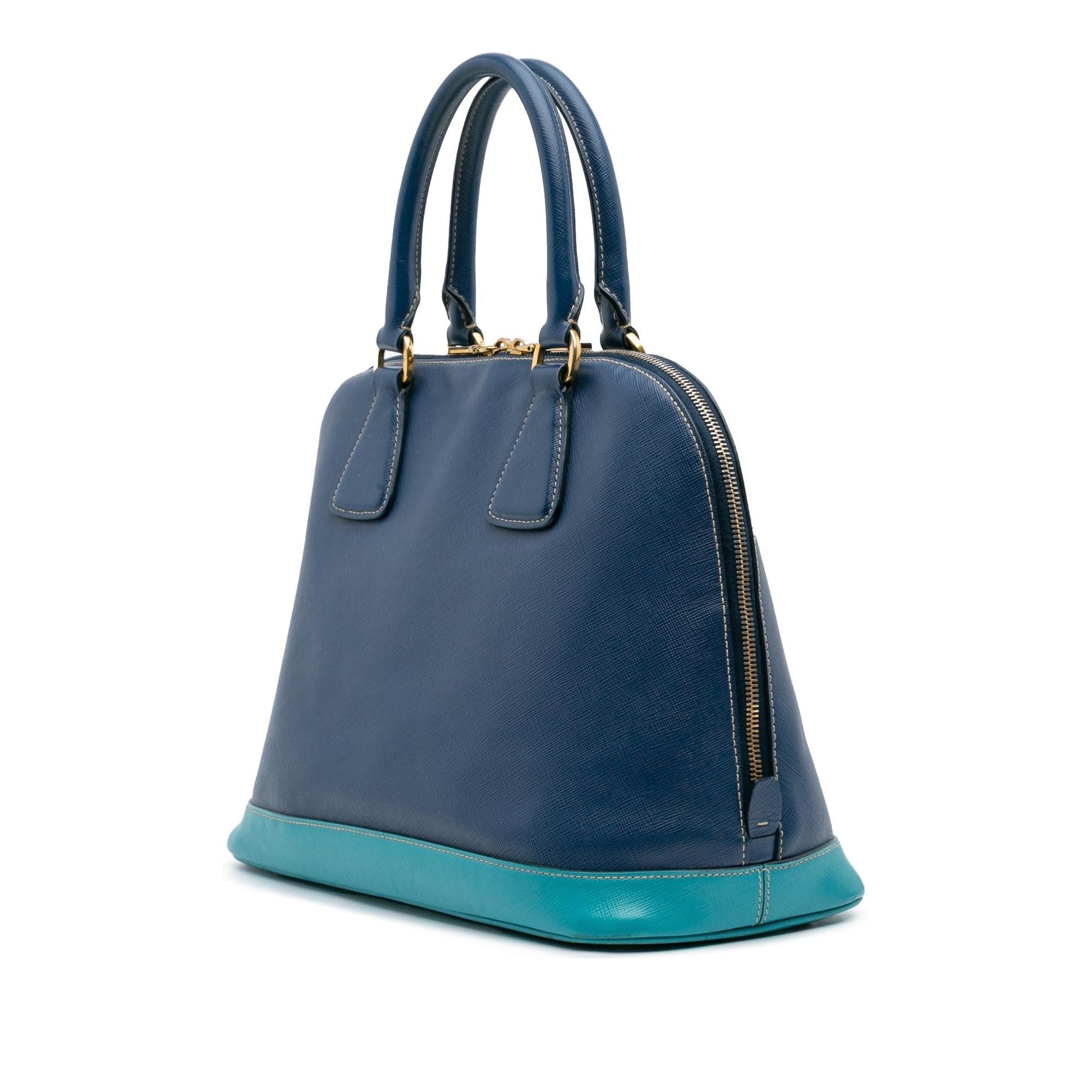 Prada Bicolor Lux Promenade Dome Handbag Saffiano Satchel Bag