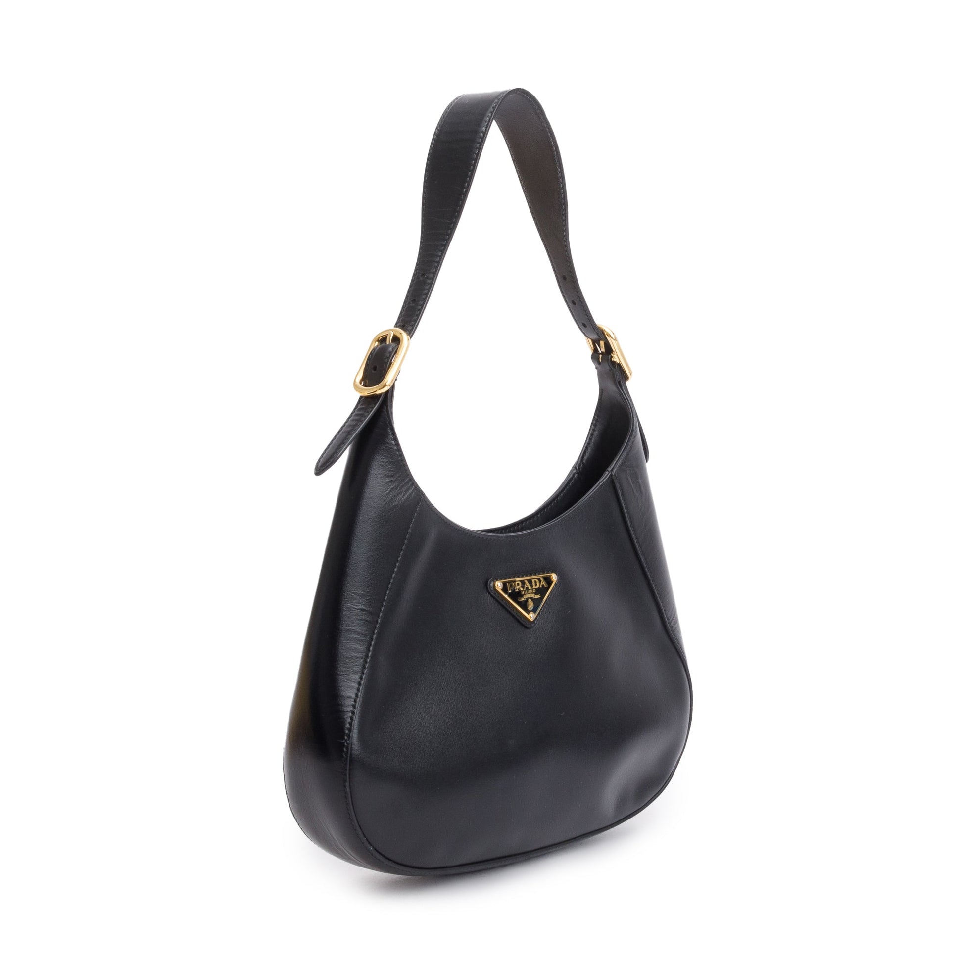 Prada Box Calf Cleo Bag Leather Calf Leather Black Travel Bag