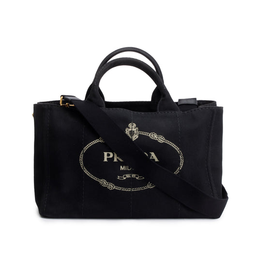 Prada Canapa Tote Handbag Canvas Black Tote Bag