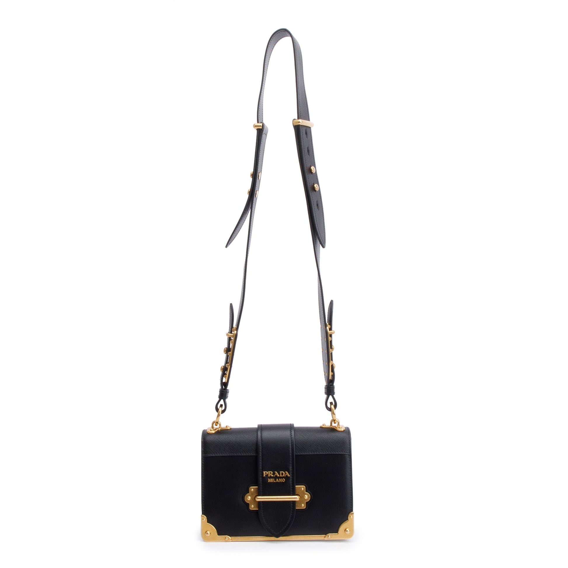 Prada City Calf Saffiano Cahier Bag Black Travel Bag