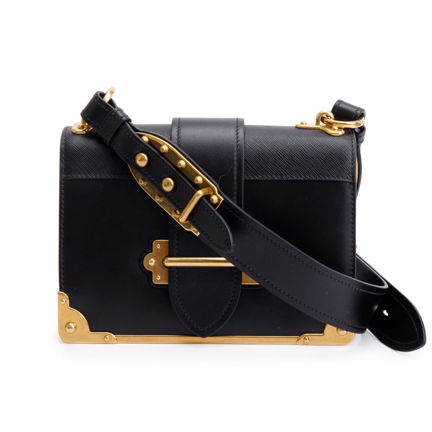 Prada City Calf Saffiano Cahier Bag Black Travel Bag