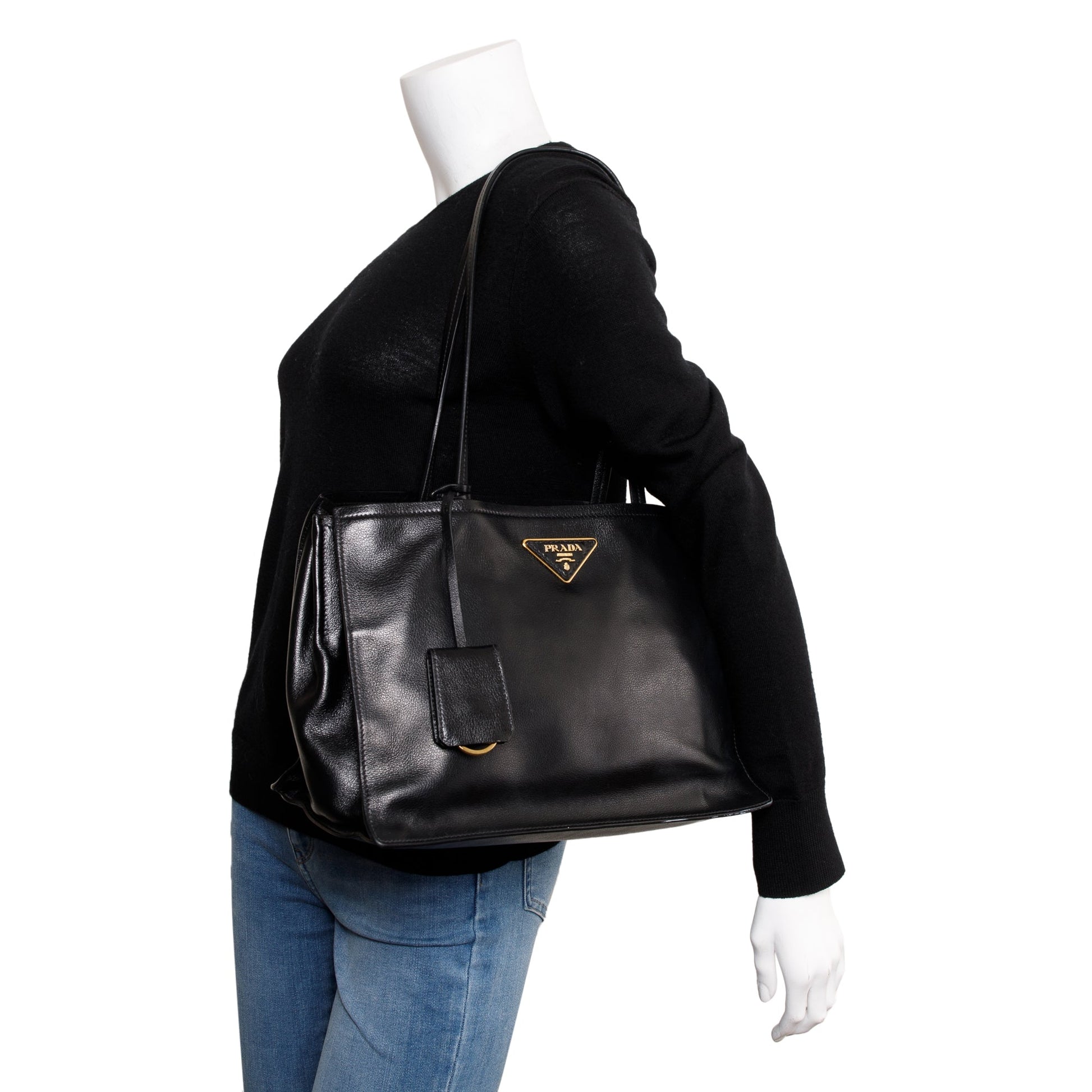 Prada Glace Calf Tote Bag Black