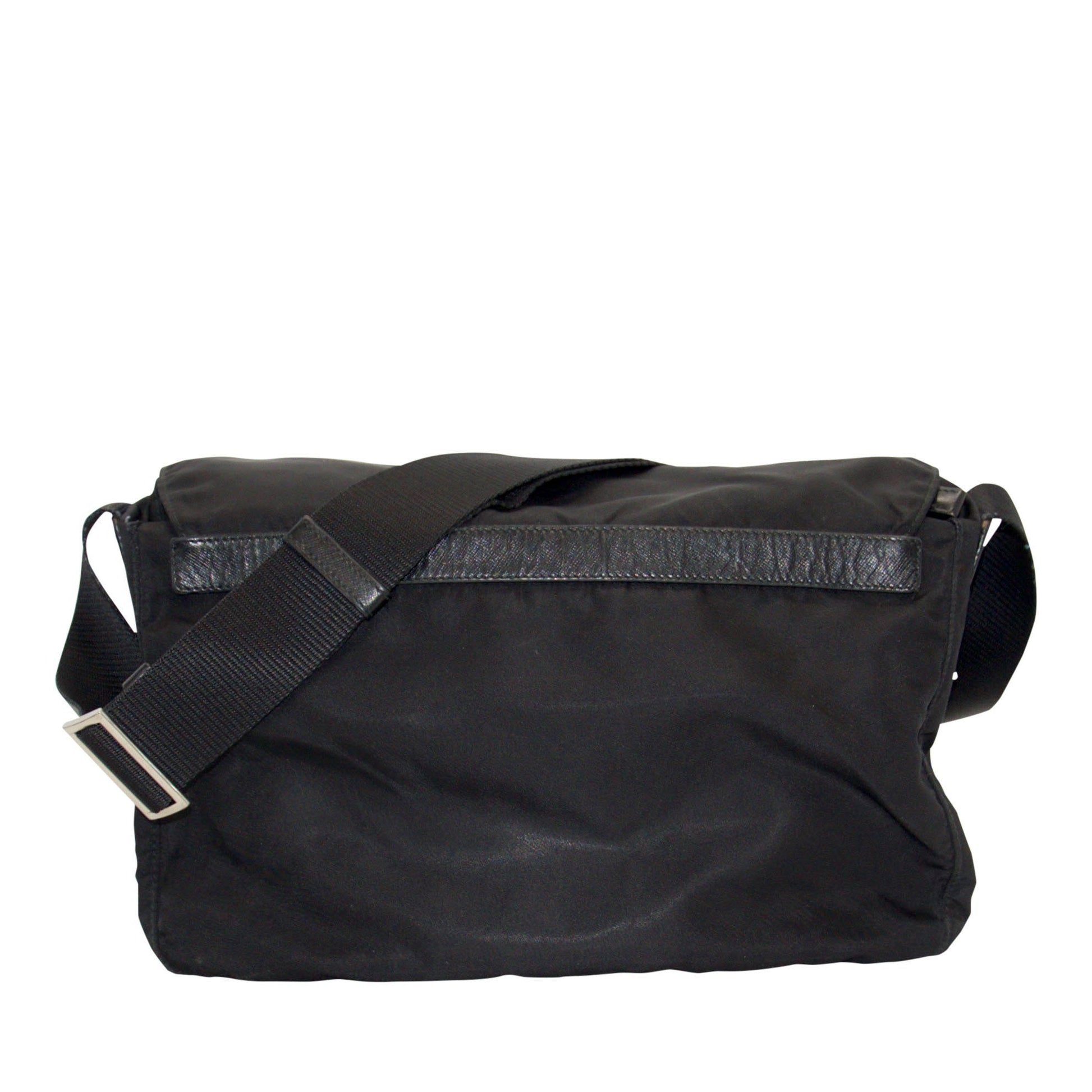 Prada Trimmed Tessuto Bag Leather Black Travel Bag