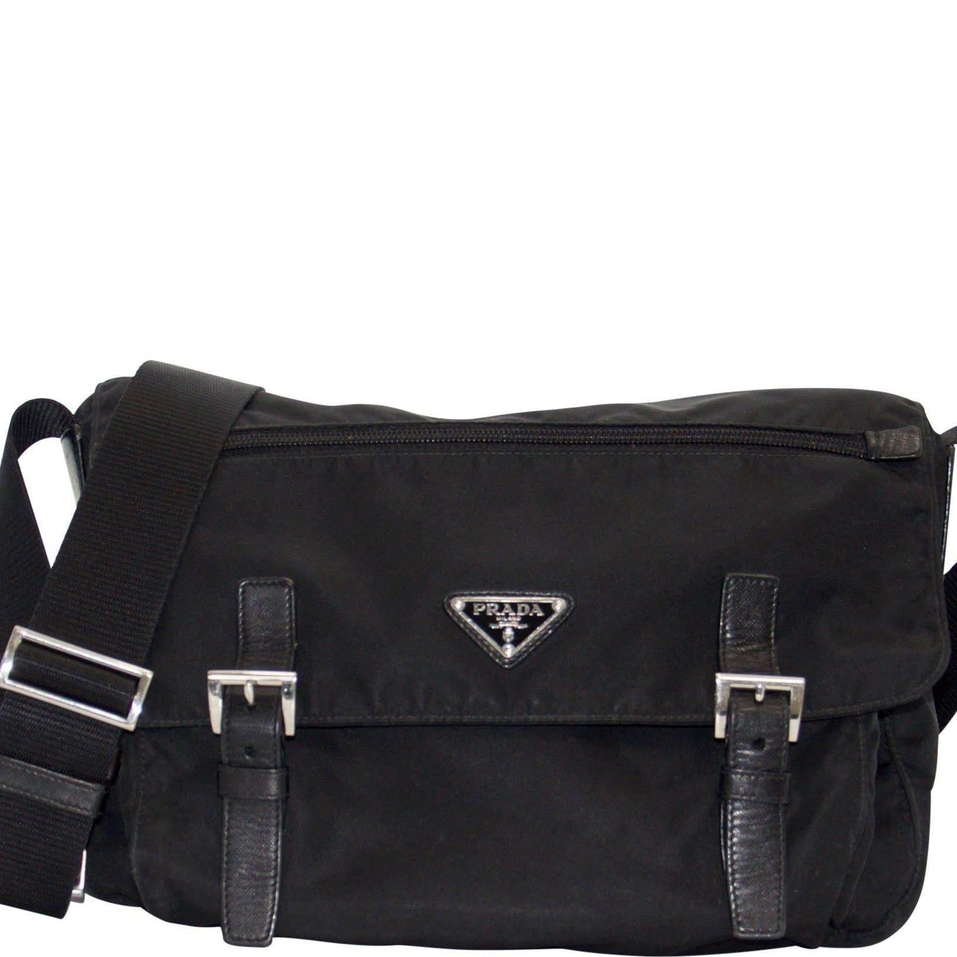 Prada Trimmed Tessuto Bag Leather Black Travel Bag